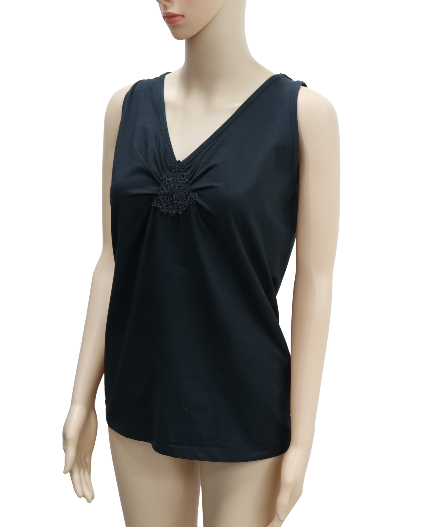 Haut sans manches noir à broderie - M
