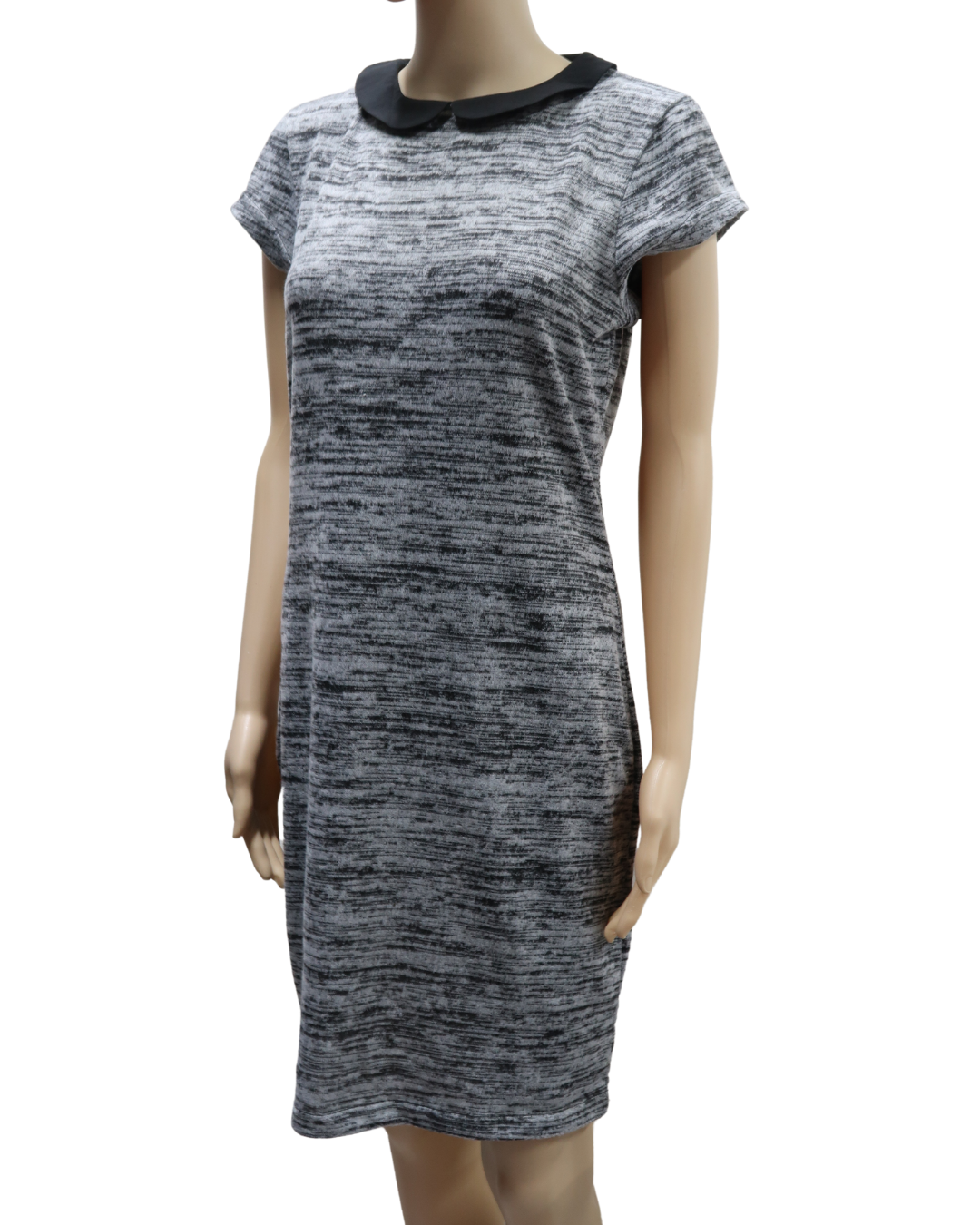 Robe grise chinée et col noir - Mim - M