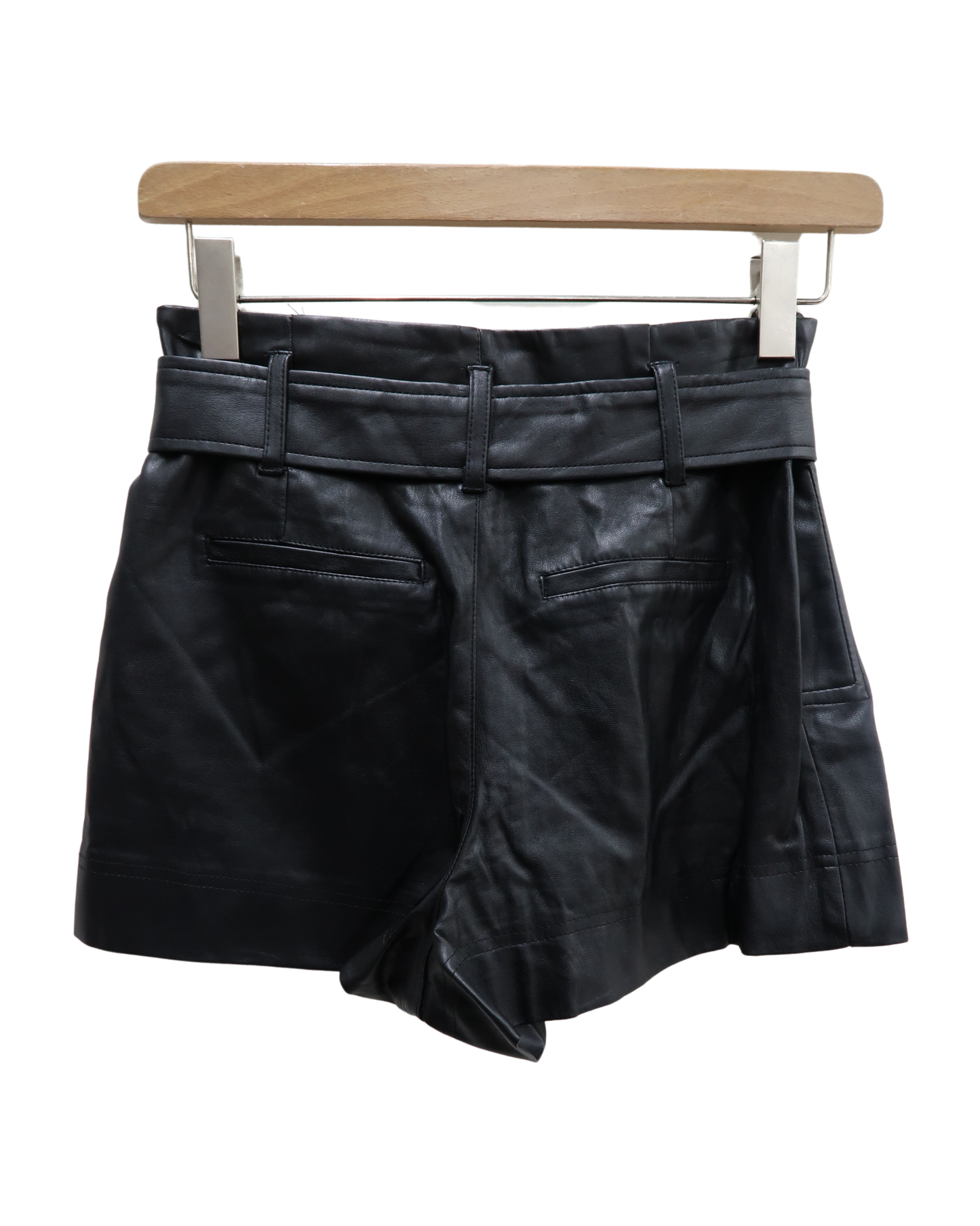 Short noir cintrée en simili cuir - Zara - S