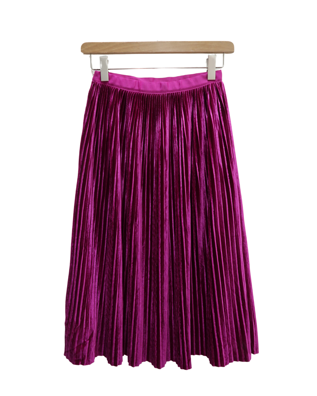 Jupe longue en velour plissée magenta - Zara - S