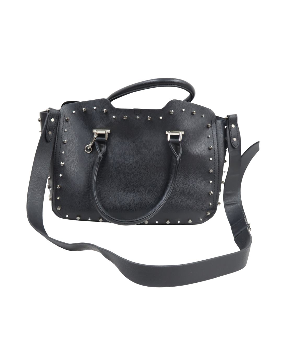 Sac noir clouté argent à bandoulière