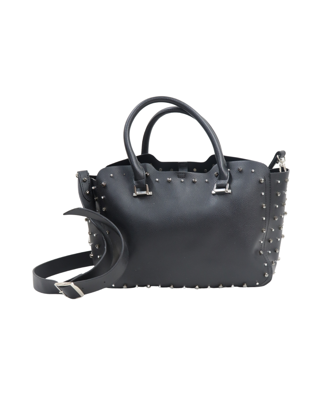 Sac noir clouté argent à bandoulière