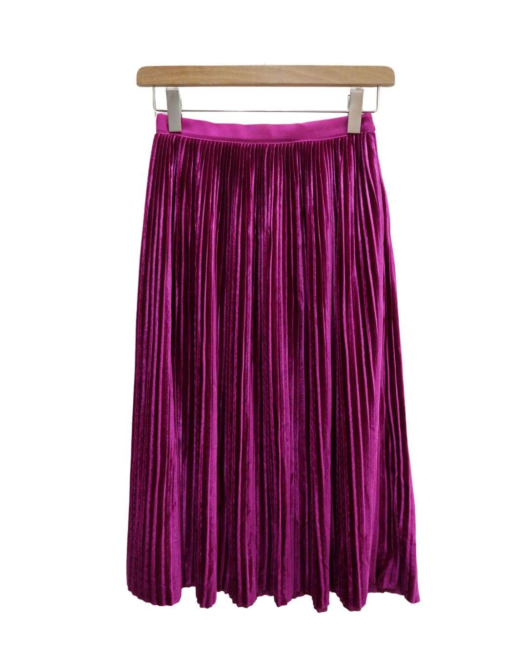 Jupe longue en velour plissée magenta - Zara - S