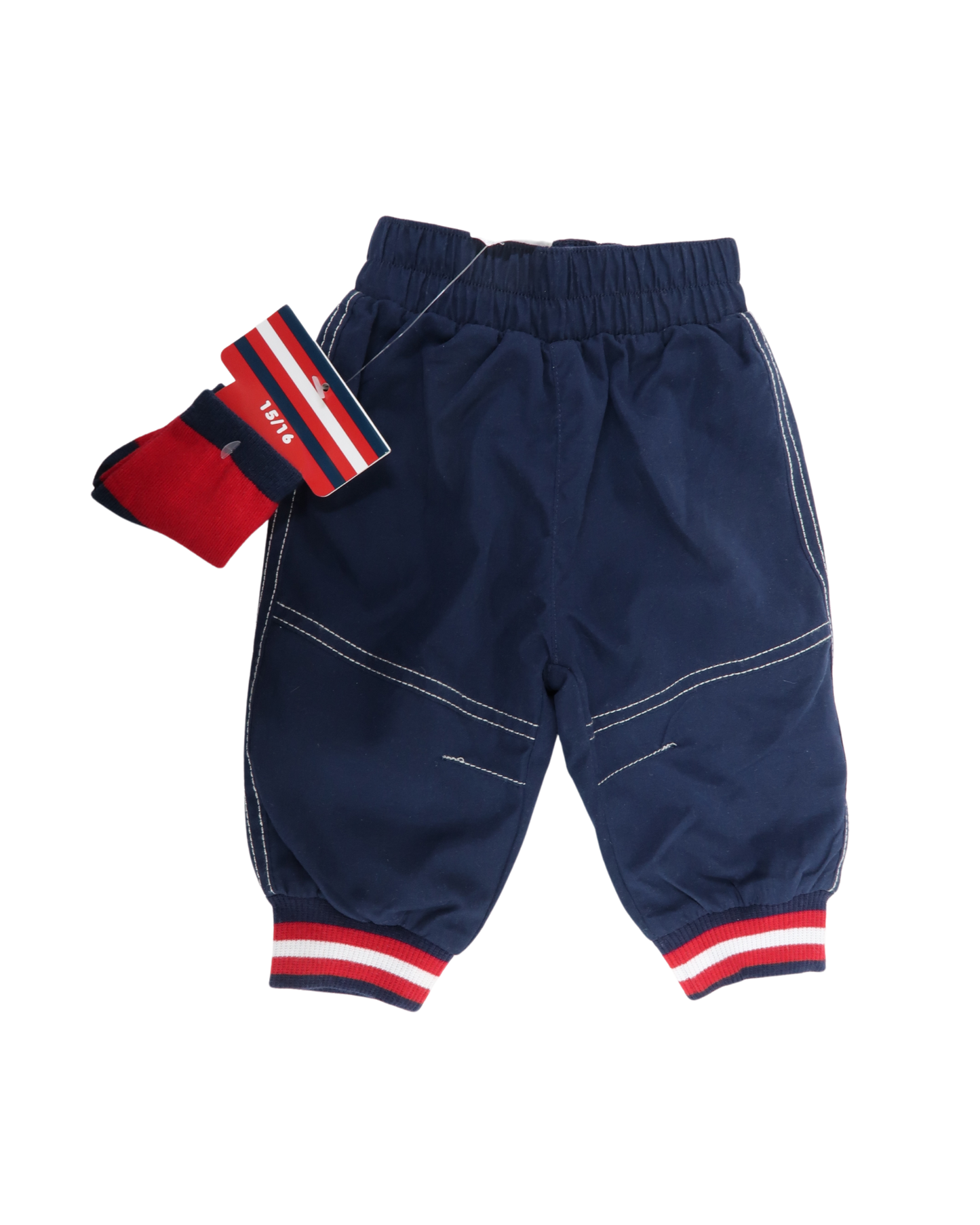 Pantalon bleu marine à rayures - 15/16 mois