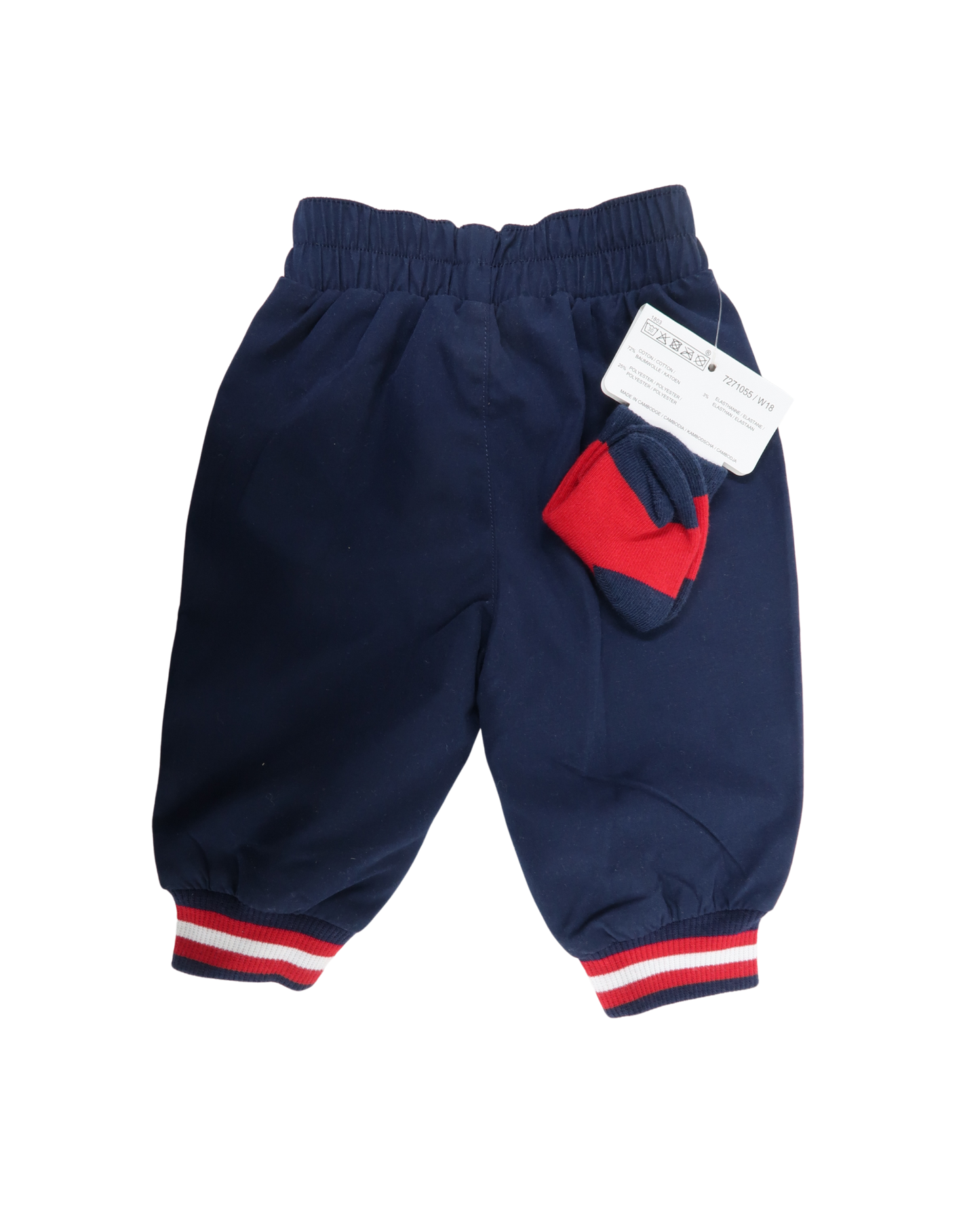 Pantalon bleu marine à rayures - 15/16 mois
