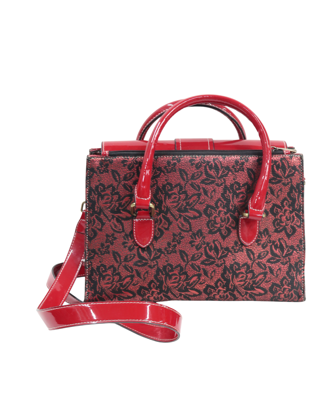 Sac rouge à fleurs noires - Laura Vita