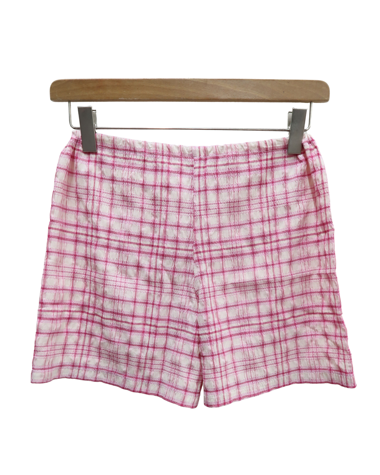 Short texturé à carreaux rose & blanc - S
