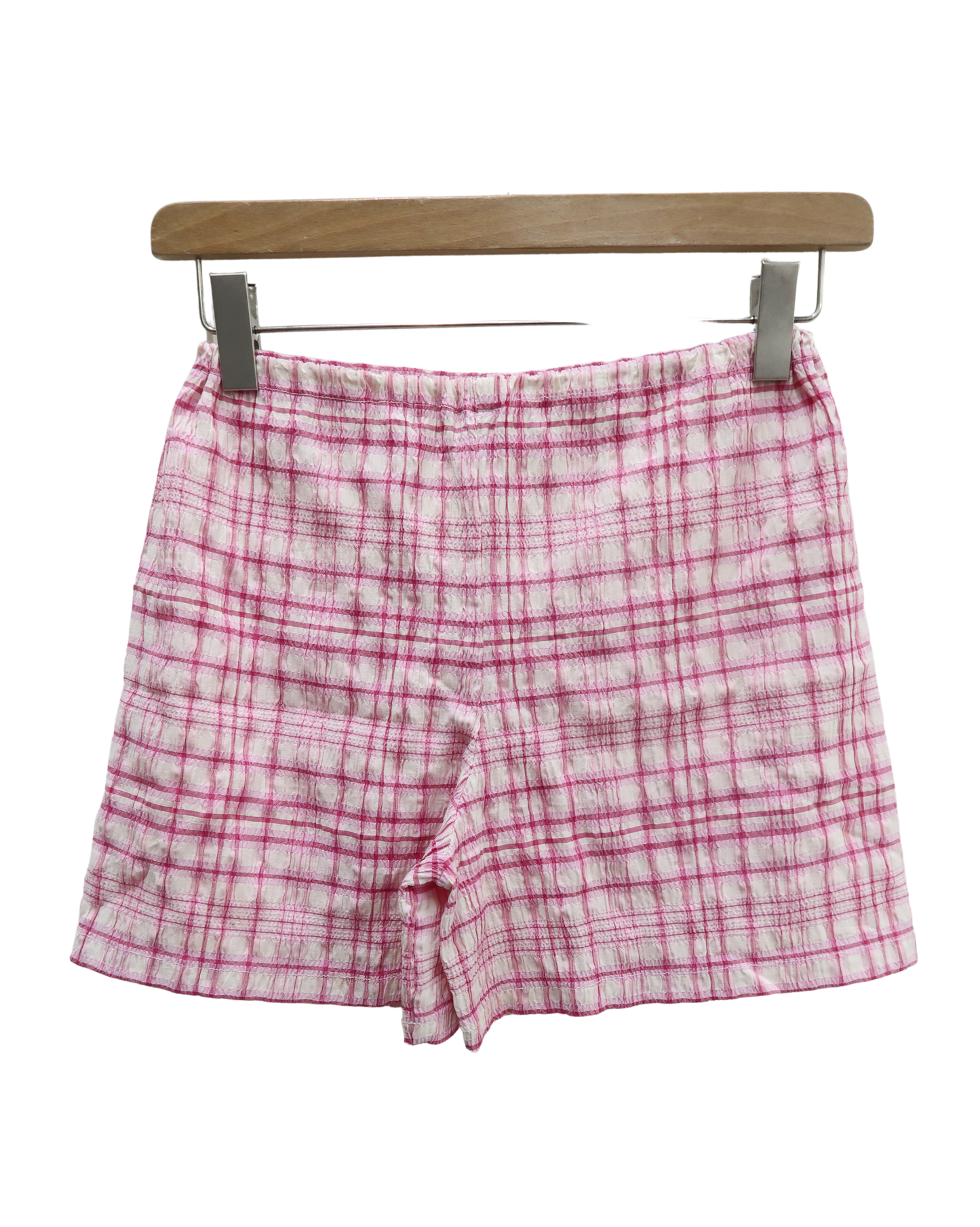 Short texturé à carreaux rose & blanc - S