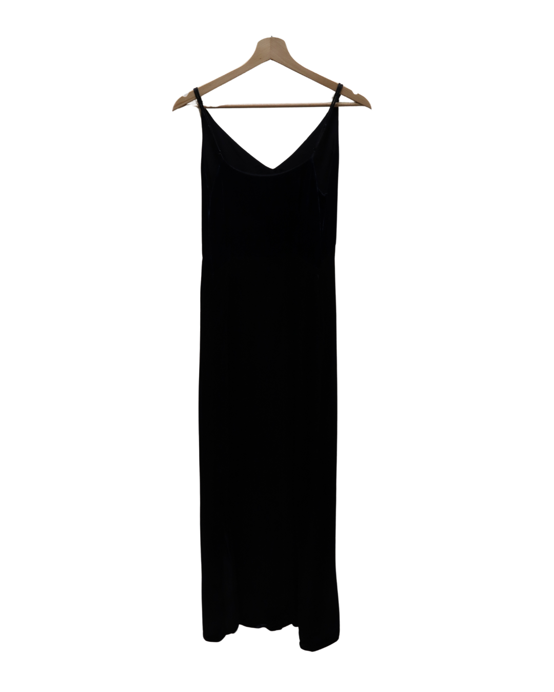 Robe longue à bretelles noire et velour bleu nuit - Maje - S