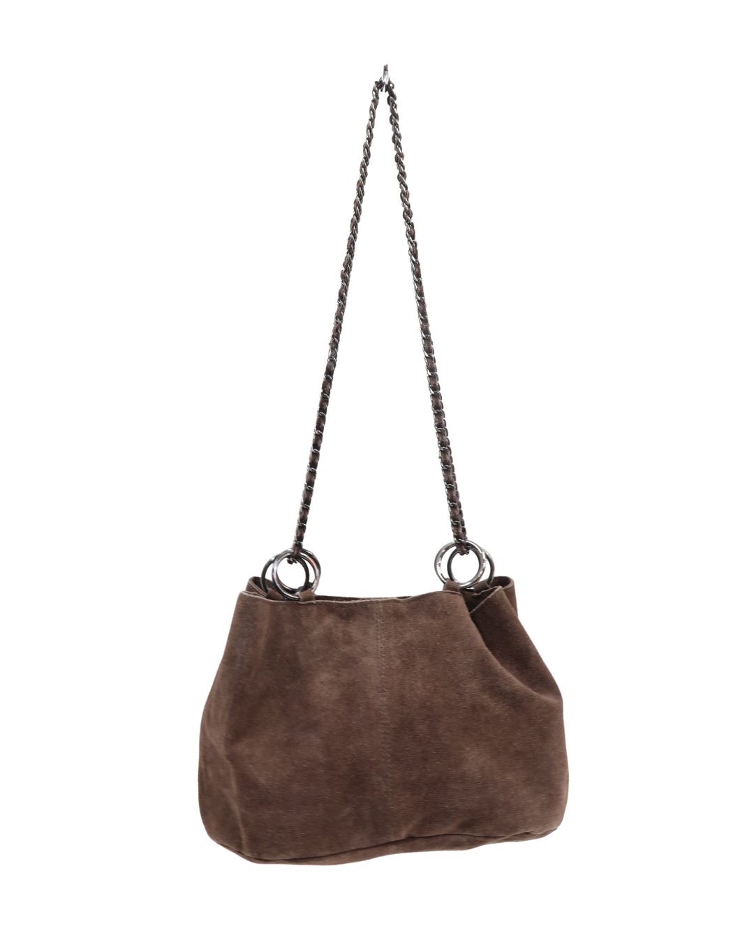 Sac à main marron en cuir et en velour - Vintage addiction