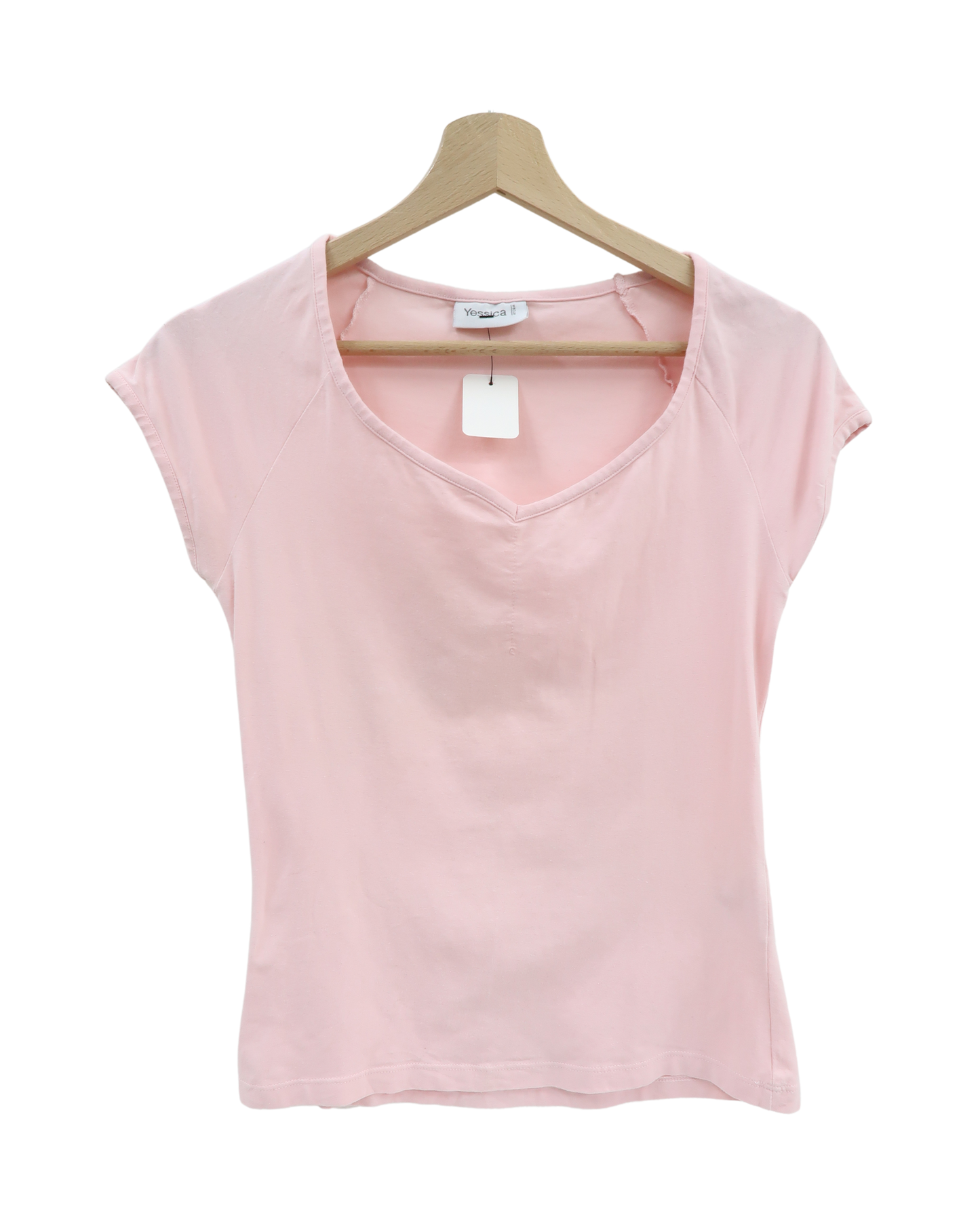 T-shirt rose pâle à col V - C&A - S