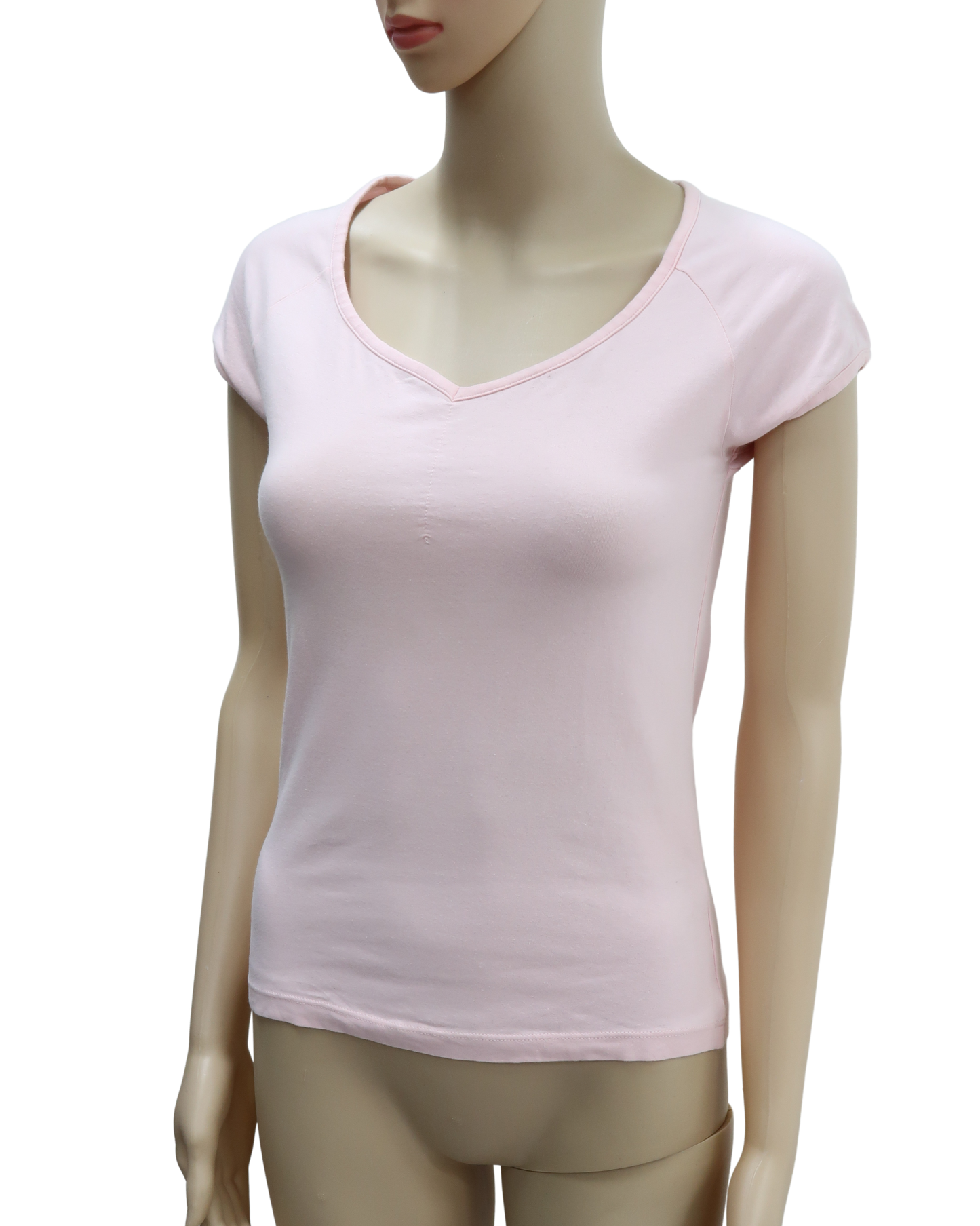 T-shirt rose pâle à col V - C&A - S