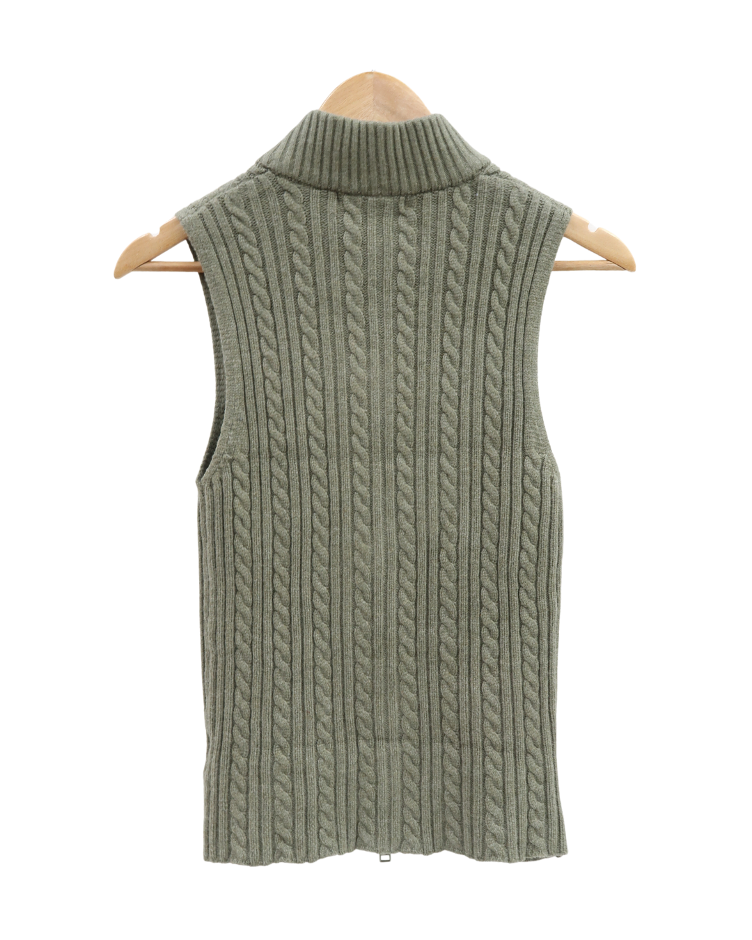 Haut en laine khaki sans manches - Pull & Bear - L