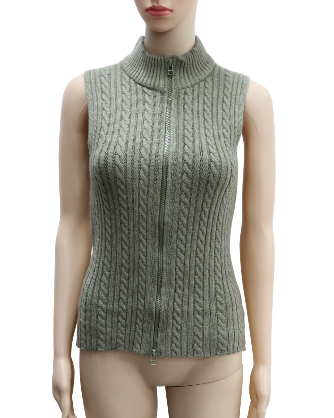 Haut en laine khaki sans manches - Pull & Bear - L