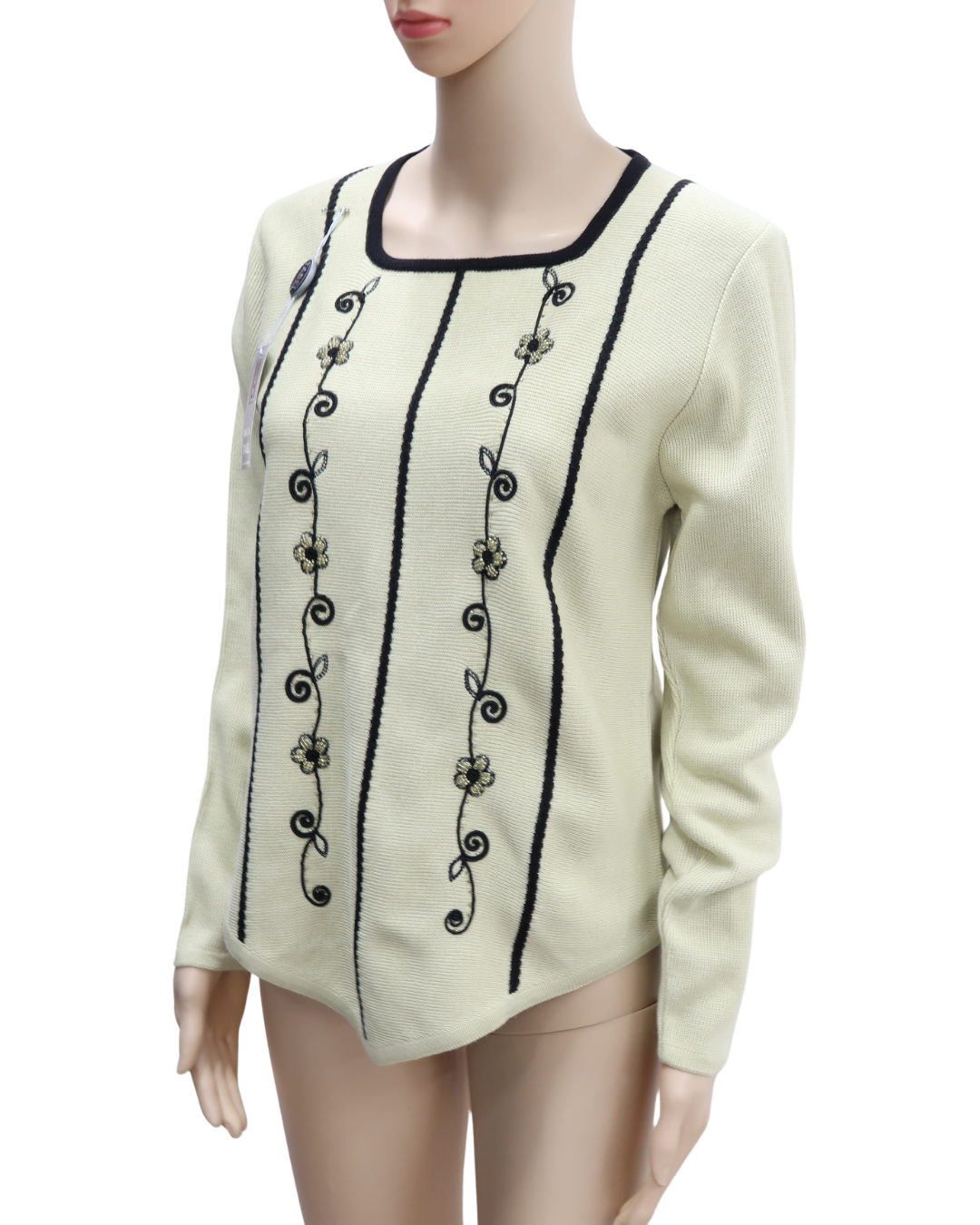 Haut beige & noir à fleurs - Création Tabel - L