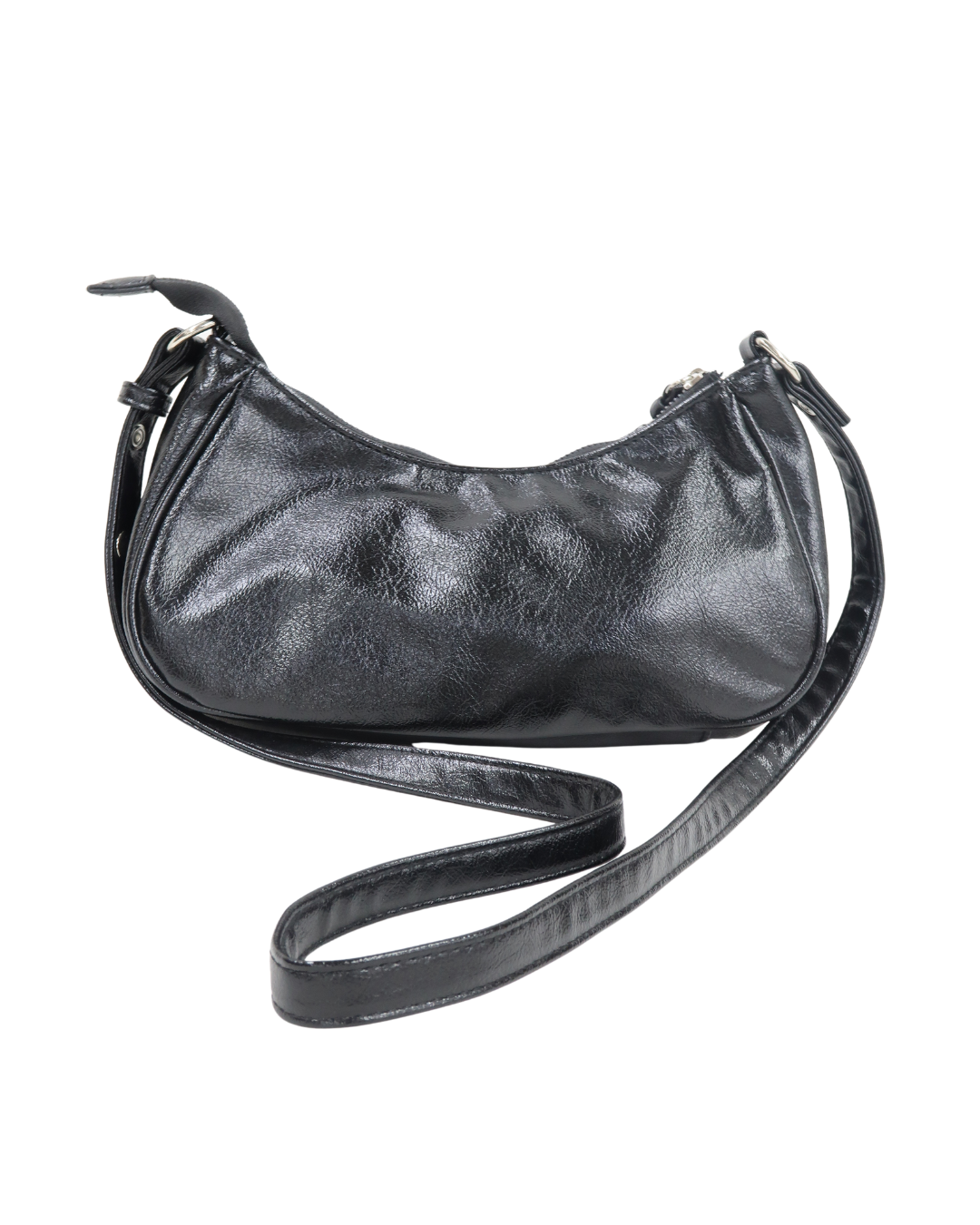 Sac à main en cuir noir avec clous argentés - Parfois