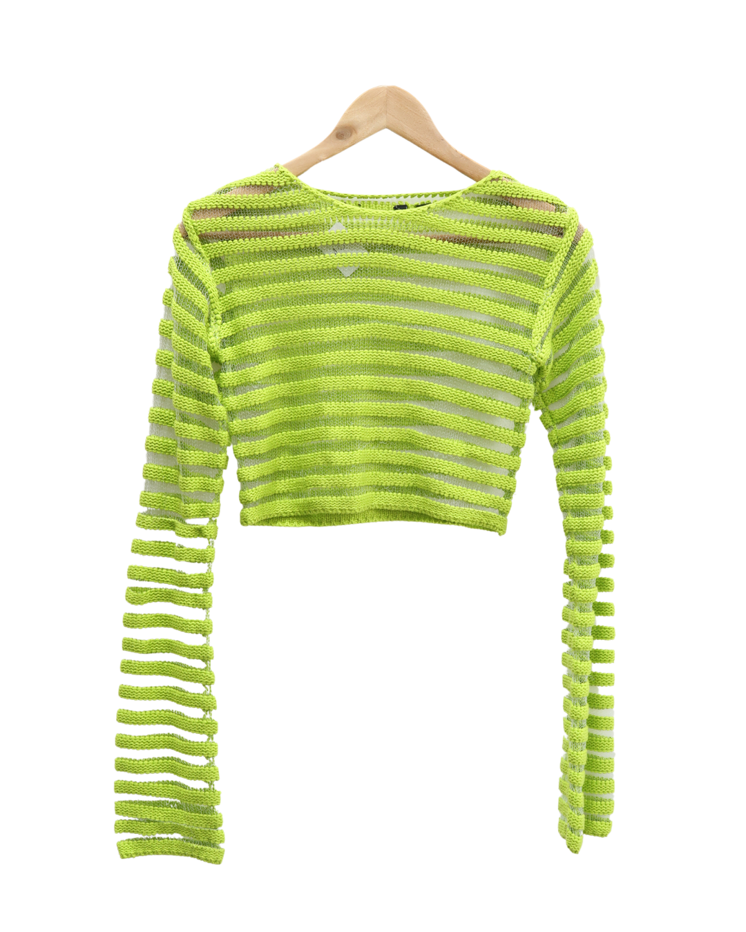 Crop top mesh rayé vert pomme & transparent - XS