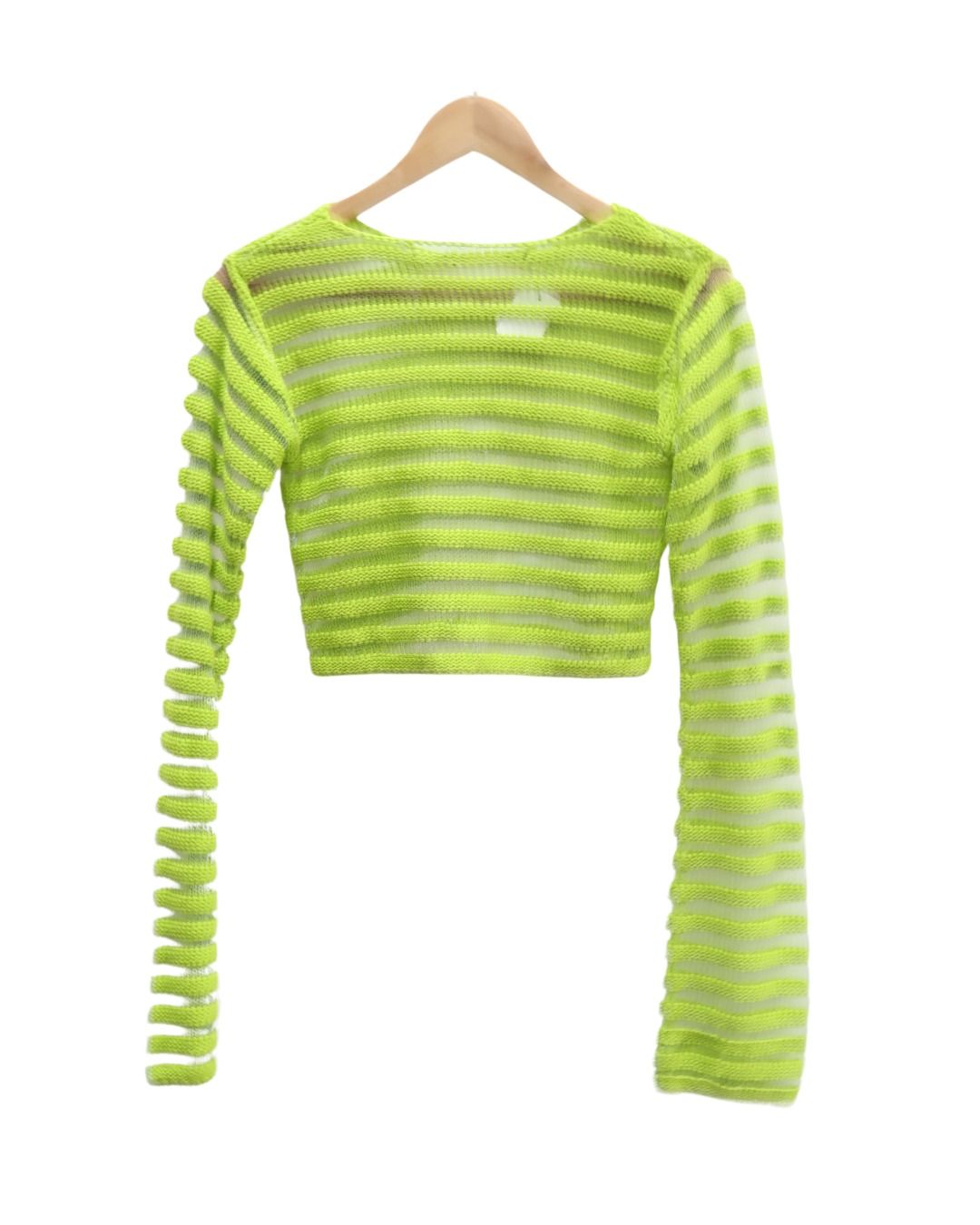 Crop top mesh rayé vert pomme & transparent - XS