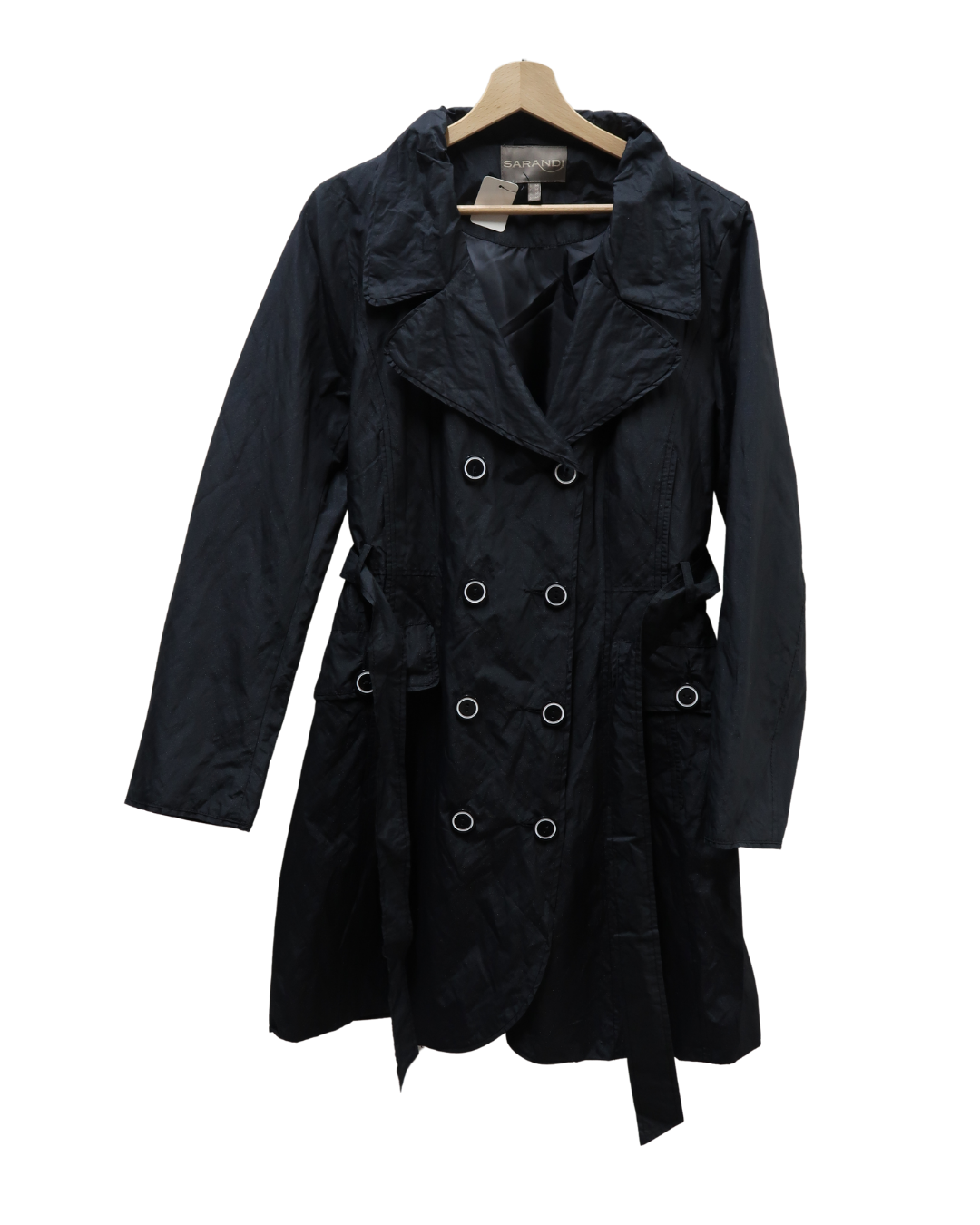 Trench imperméable noir à boutons blanc - Sarandi - M