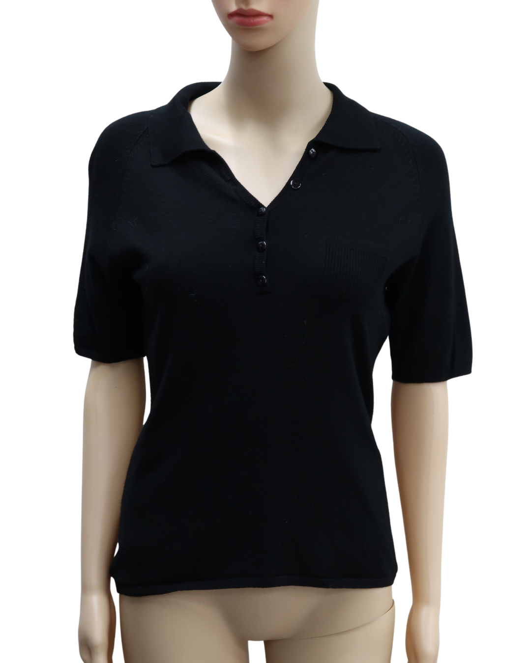Polo en laine noir avec des petits boutons - NafNaf - M