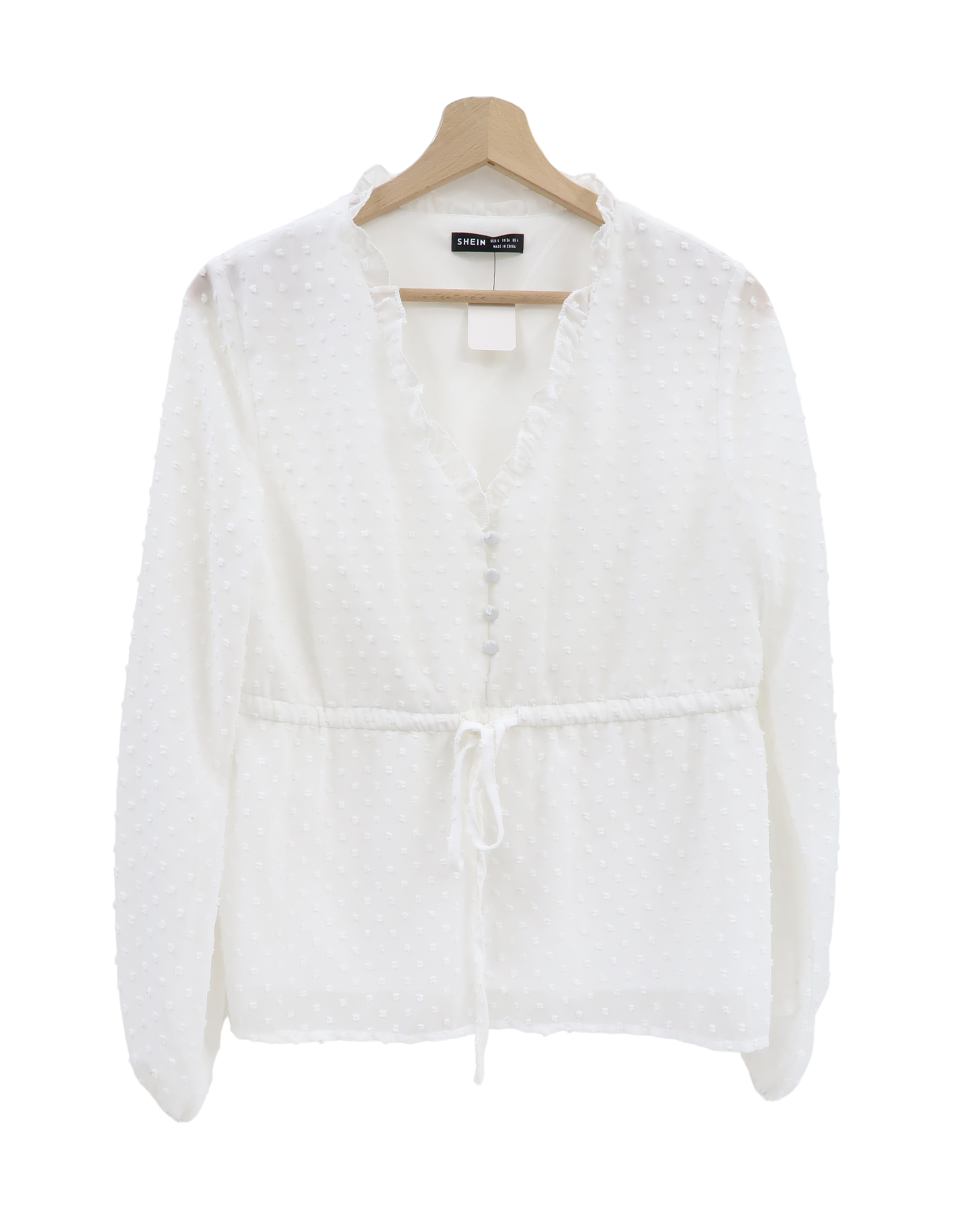 Chemisier blanc à pois texturée - Shein - S