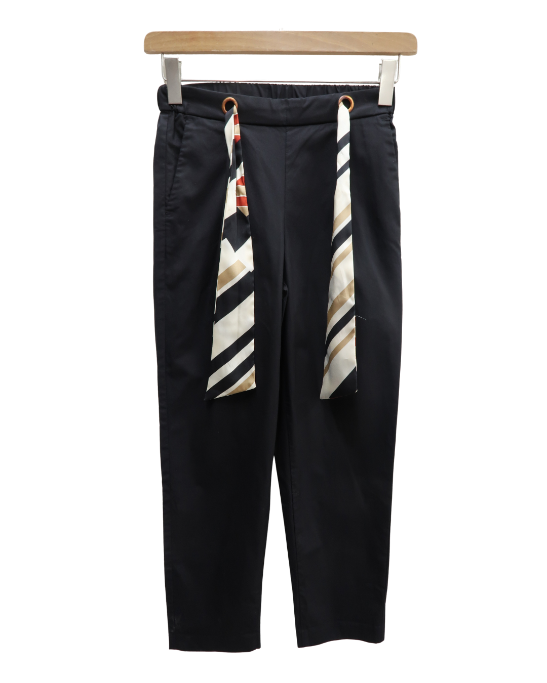 Pantacourt noir avec ruban beige - Sisley - XS