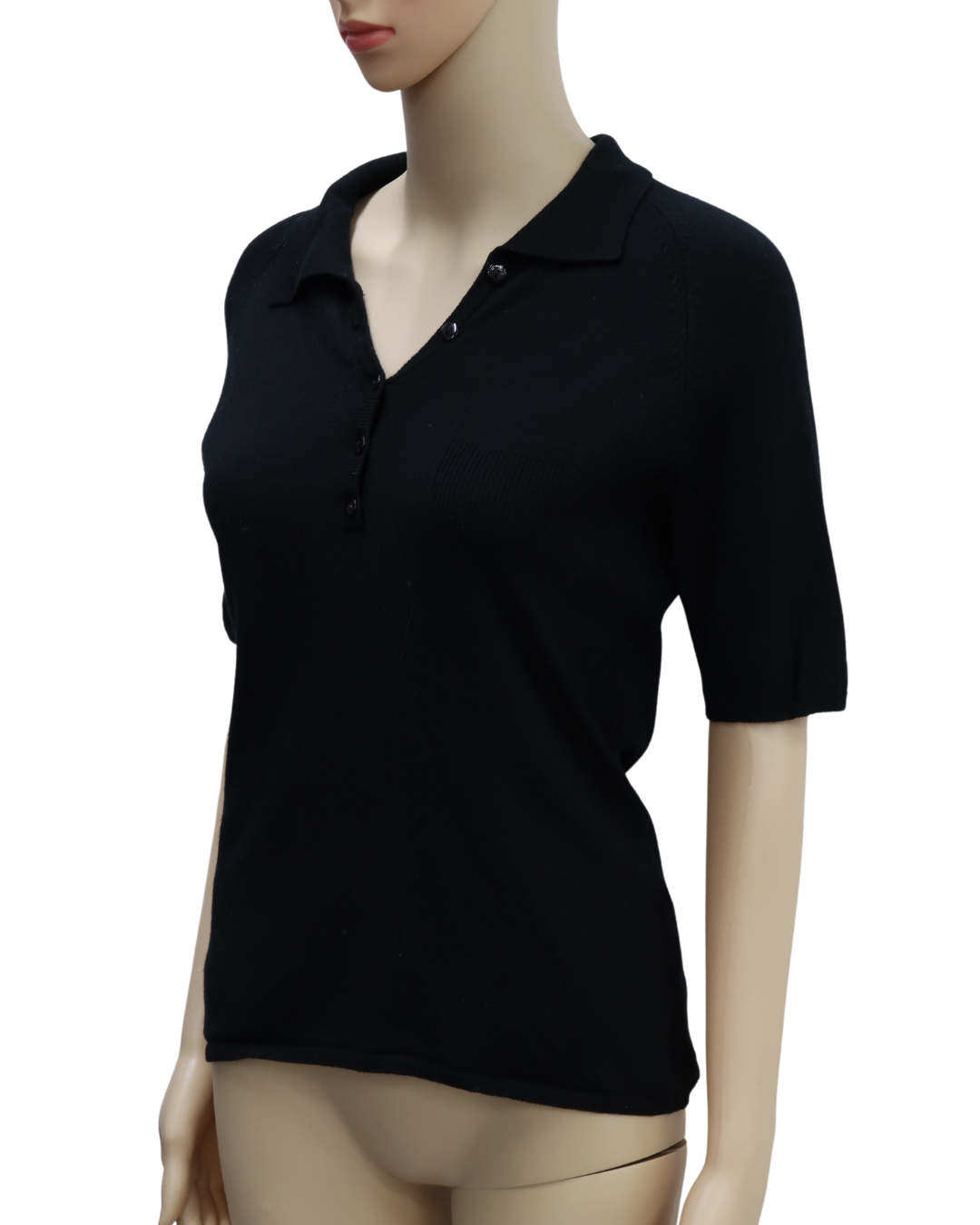 Polo en laine noir avec des petits boutons - NafNaf - M