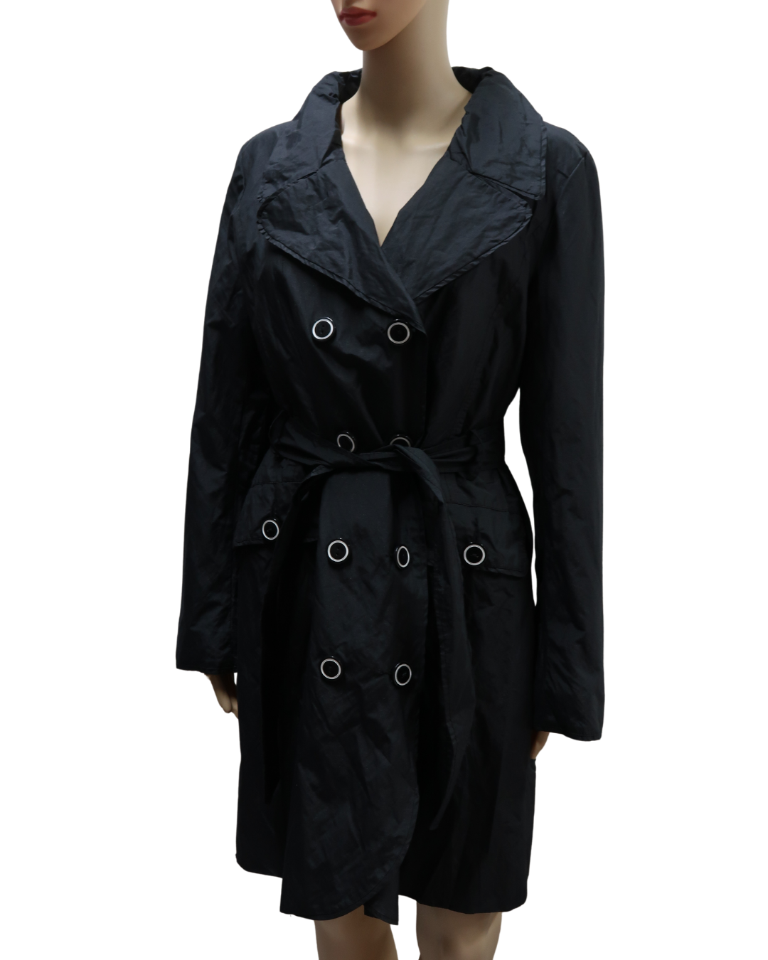 Trench imperméable noir à boutons blanc - Sarandi - M