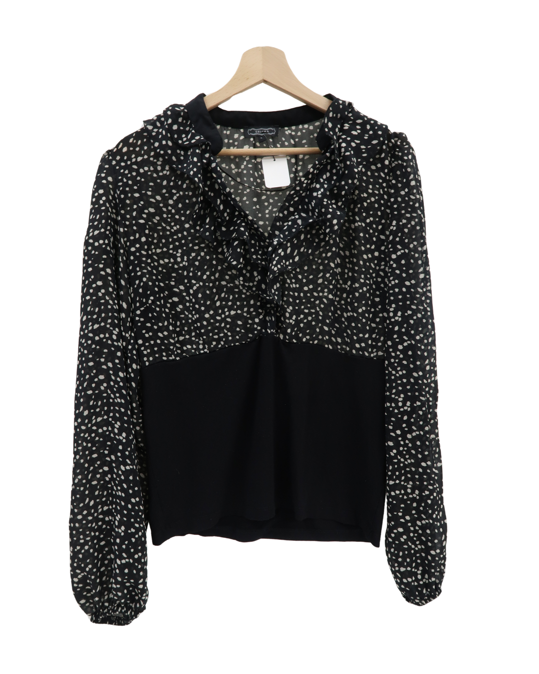 Chemisier noir à motif beige - Geisha - L