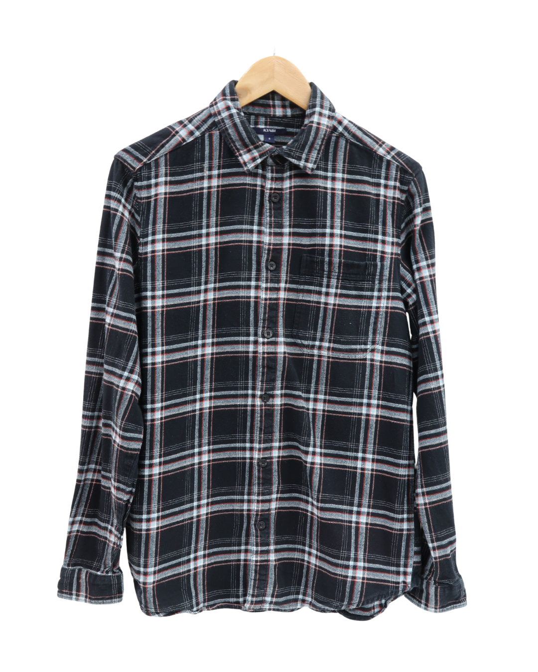 Chemise noire quadrillée à manches longues - Kiabi - S