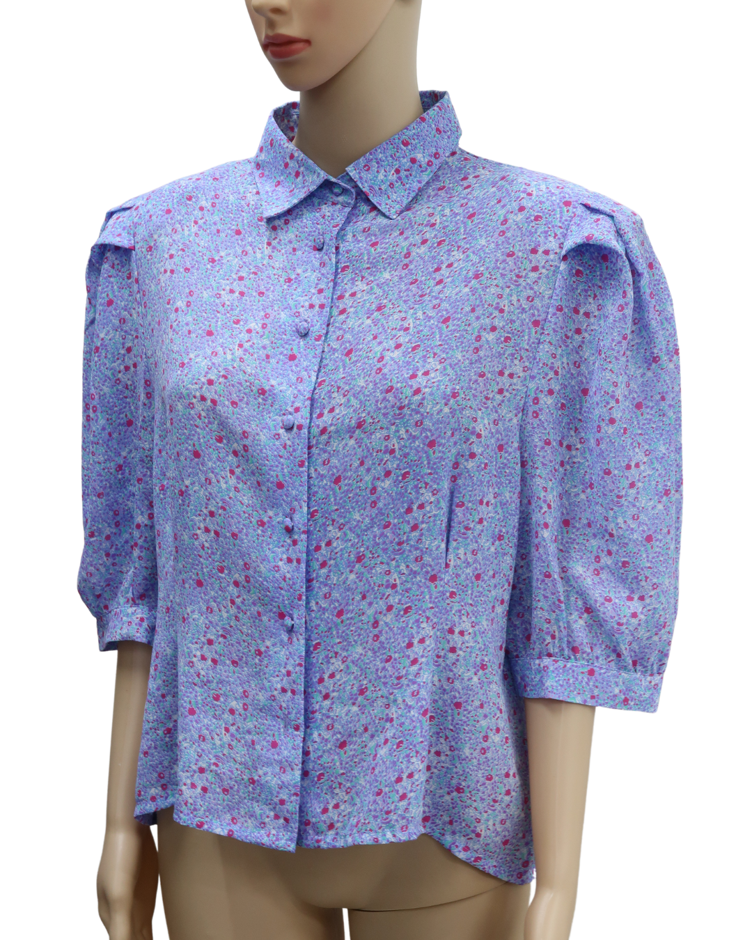 Chemisier violet à fleurs vintage - Penney - XL