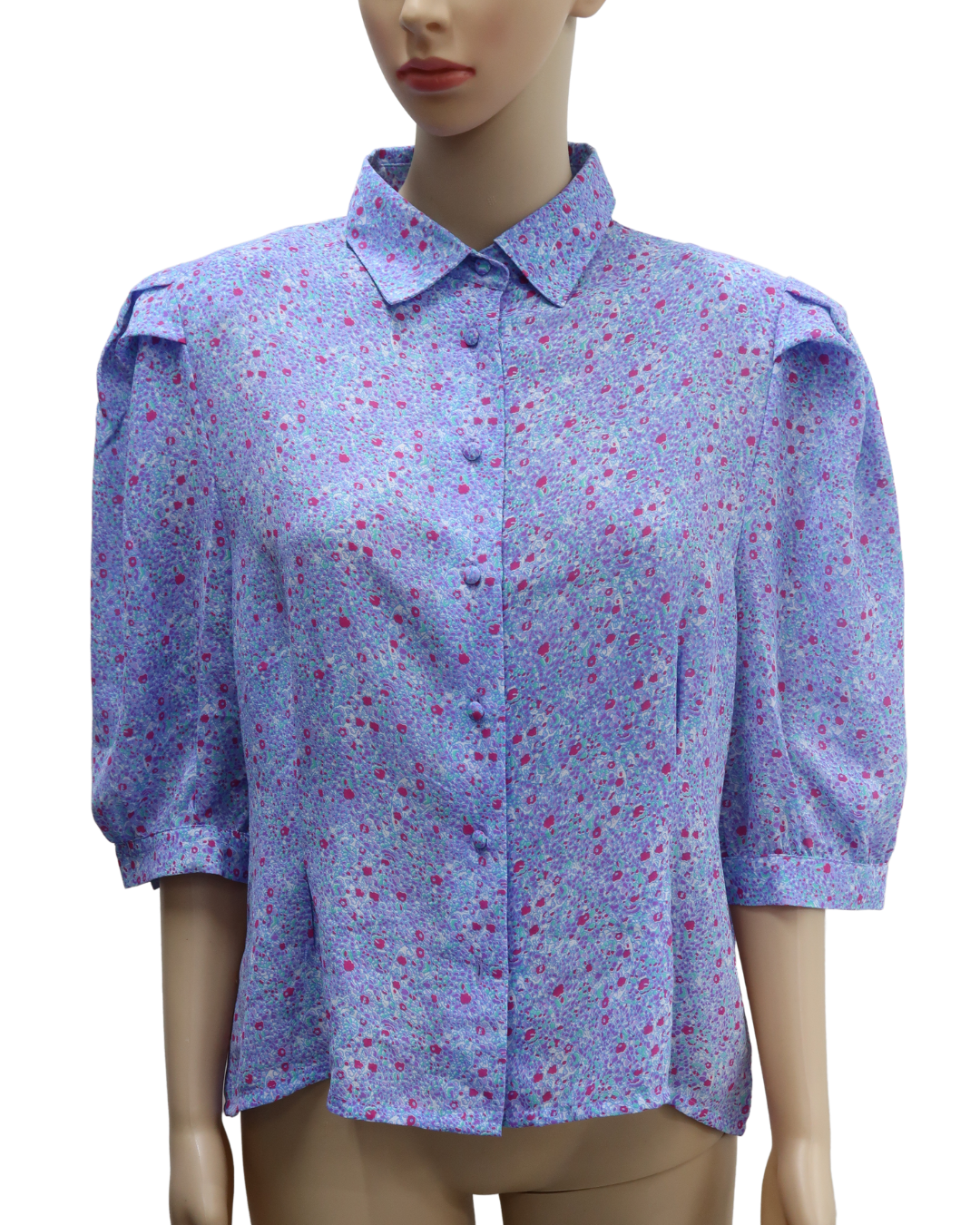 Chemisier violet à fleurs vintage - Penney - XL