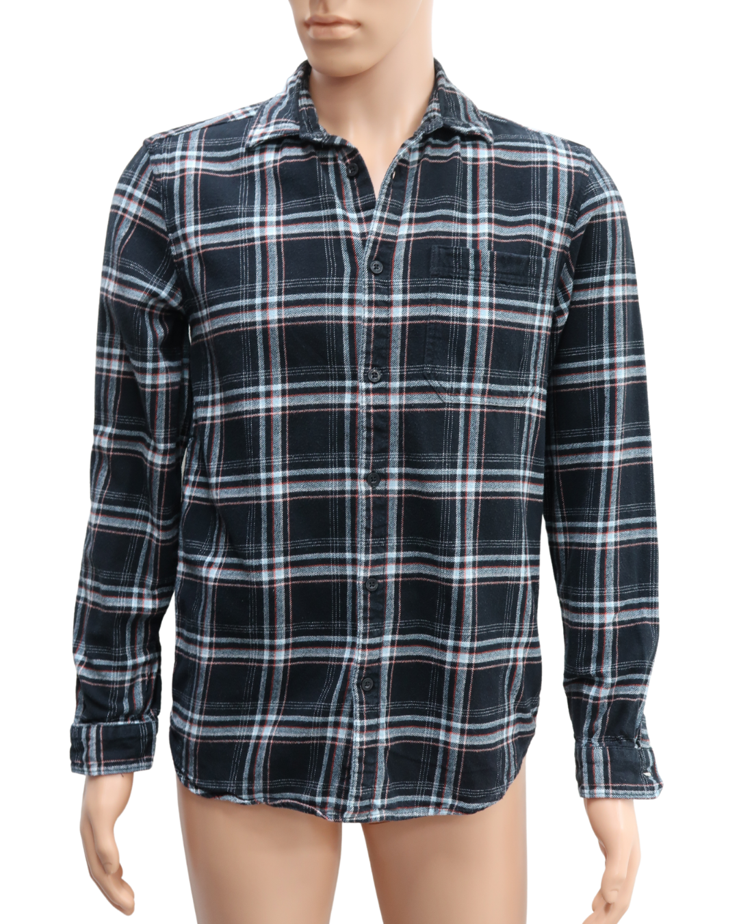 Chemise noire quadrillée à manches longues - Kiabi - S