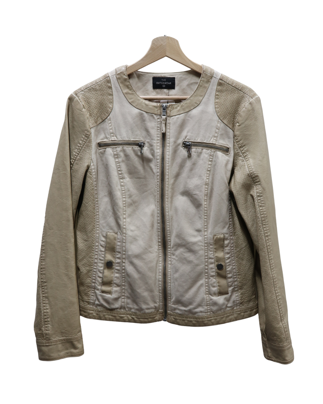 Veste beige en tissu et simili cuir - C&A - L