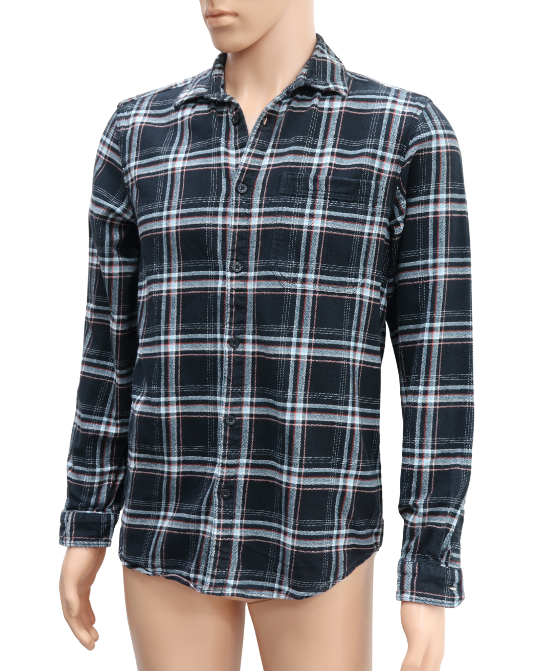 Chemise noire quadrillée à manches longues - Kiabi - S