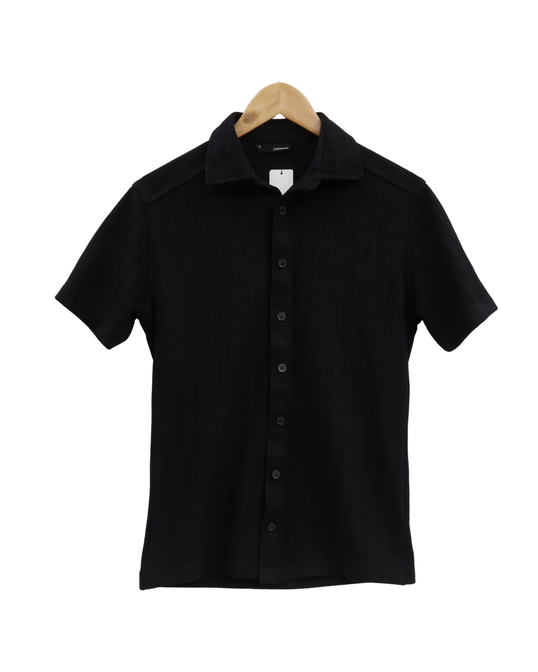 Chemise à manches courtes texturée noire - Conwell - S