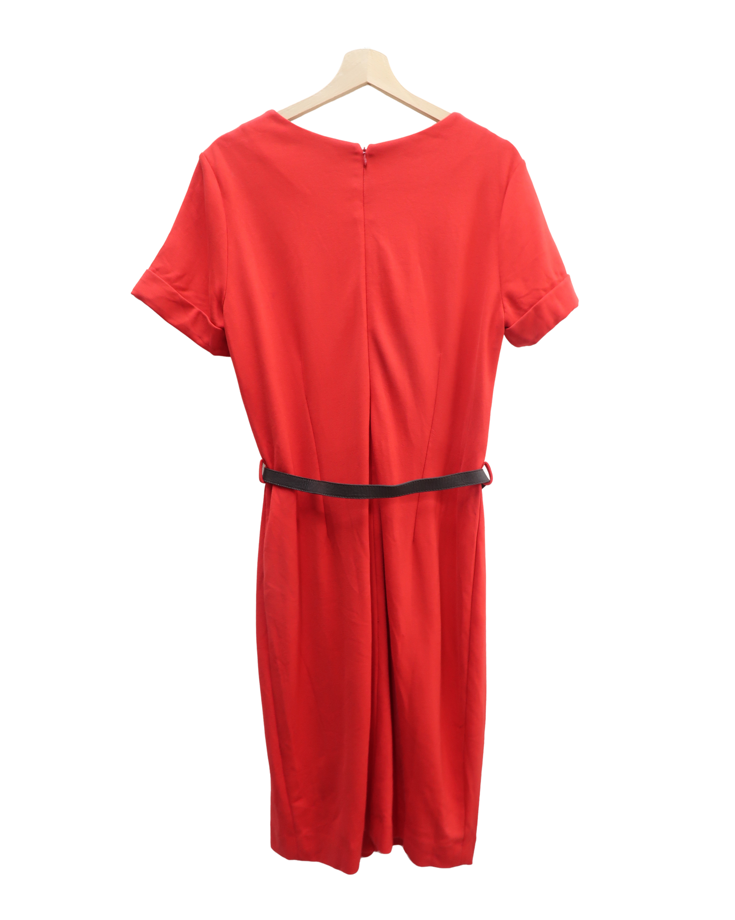 Robe rouge avec une ceinture en cuir marron - Violeta - M