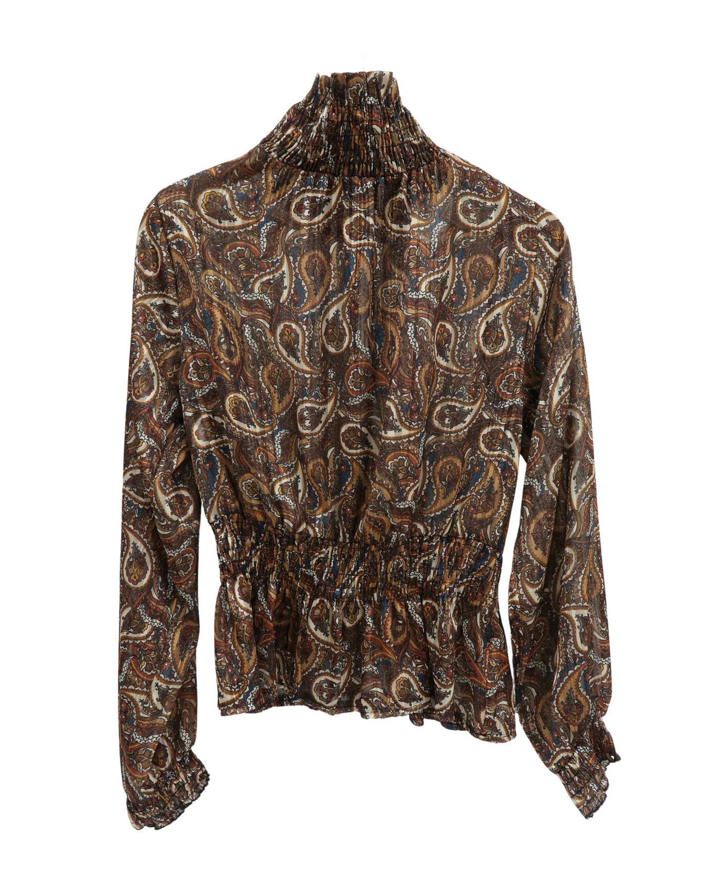 Haut bouffant marron à motif - Bleu Royal - S