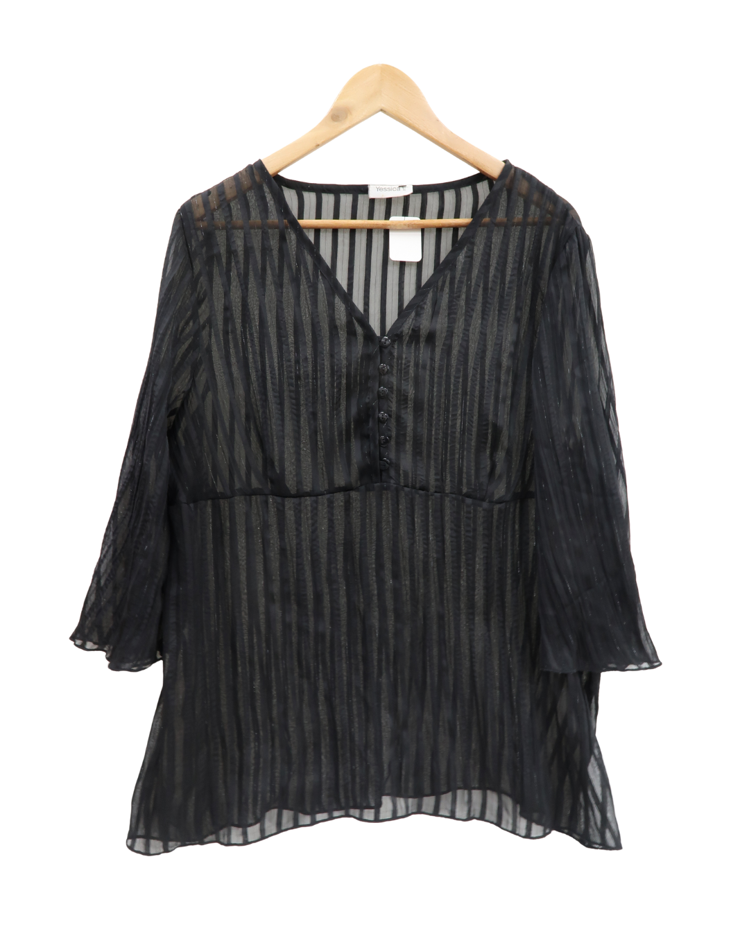 Chemisier rayée noir transparent - Yessica - XL