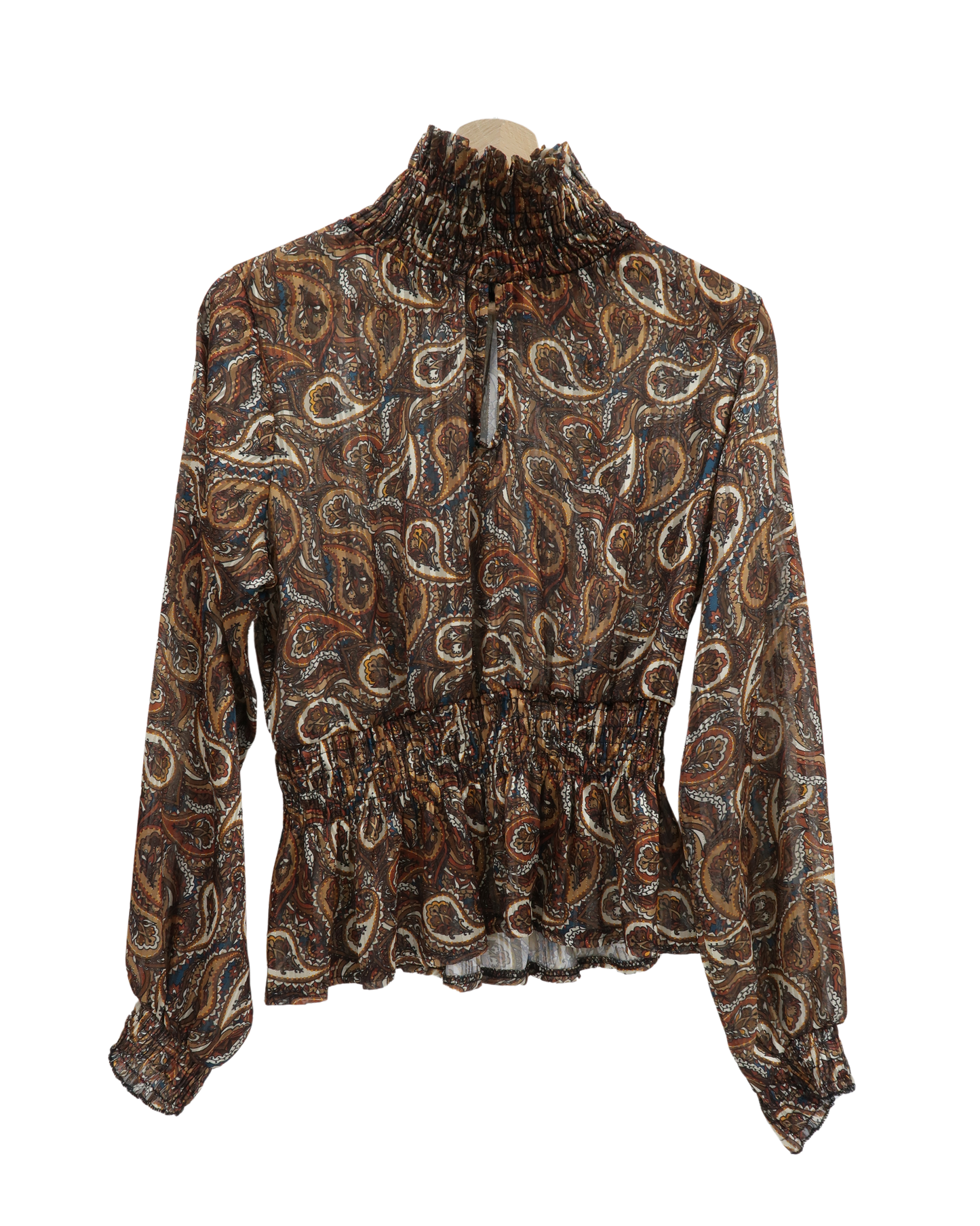 Haut bouffant marron à motif - Bleu Royal - S