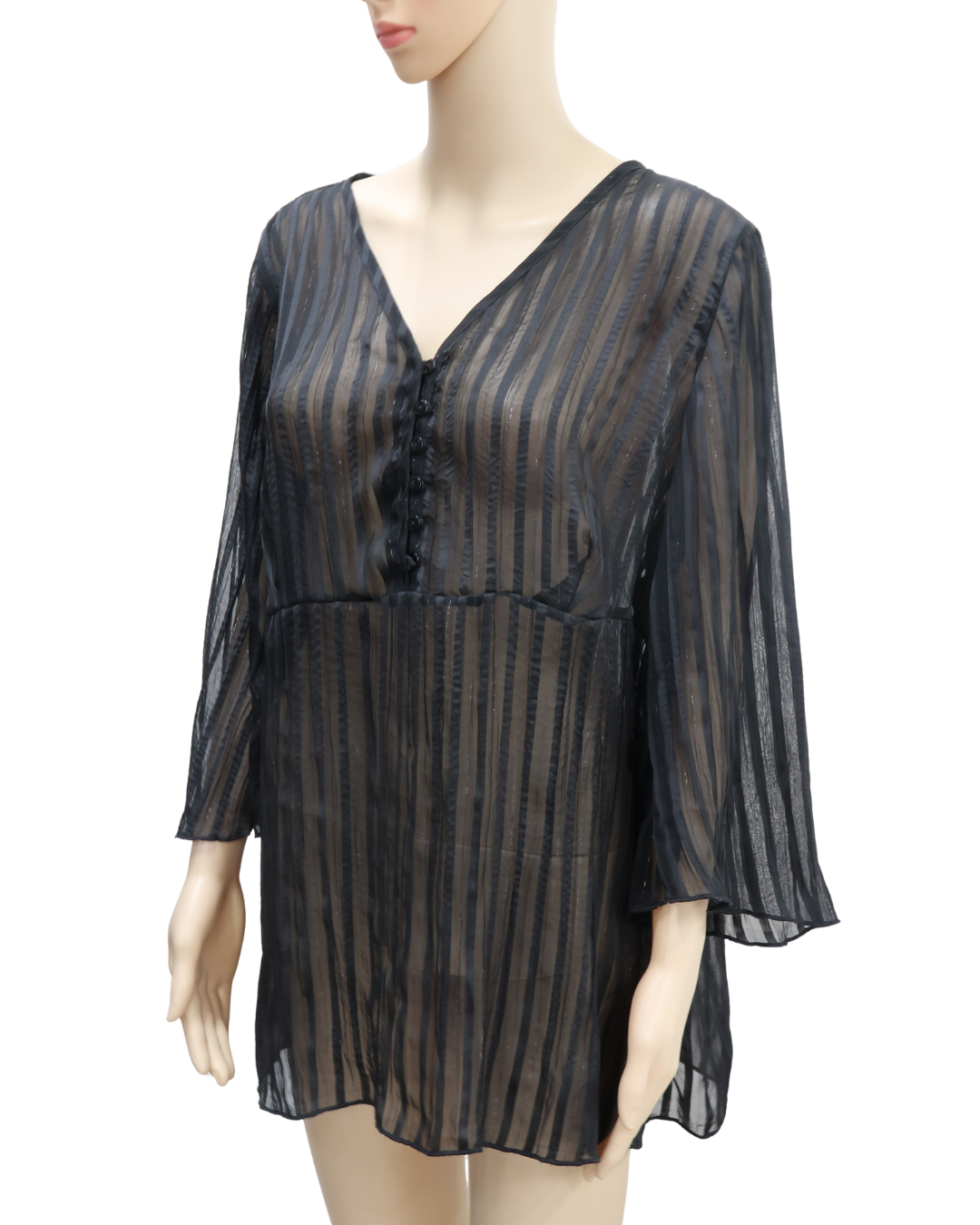 Chemisier rayée noir transparent - Yessica - XL