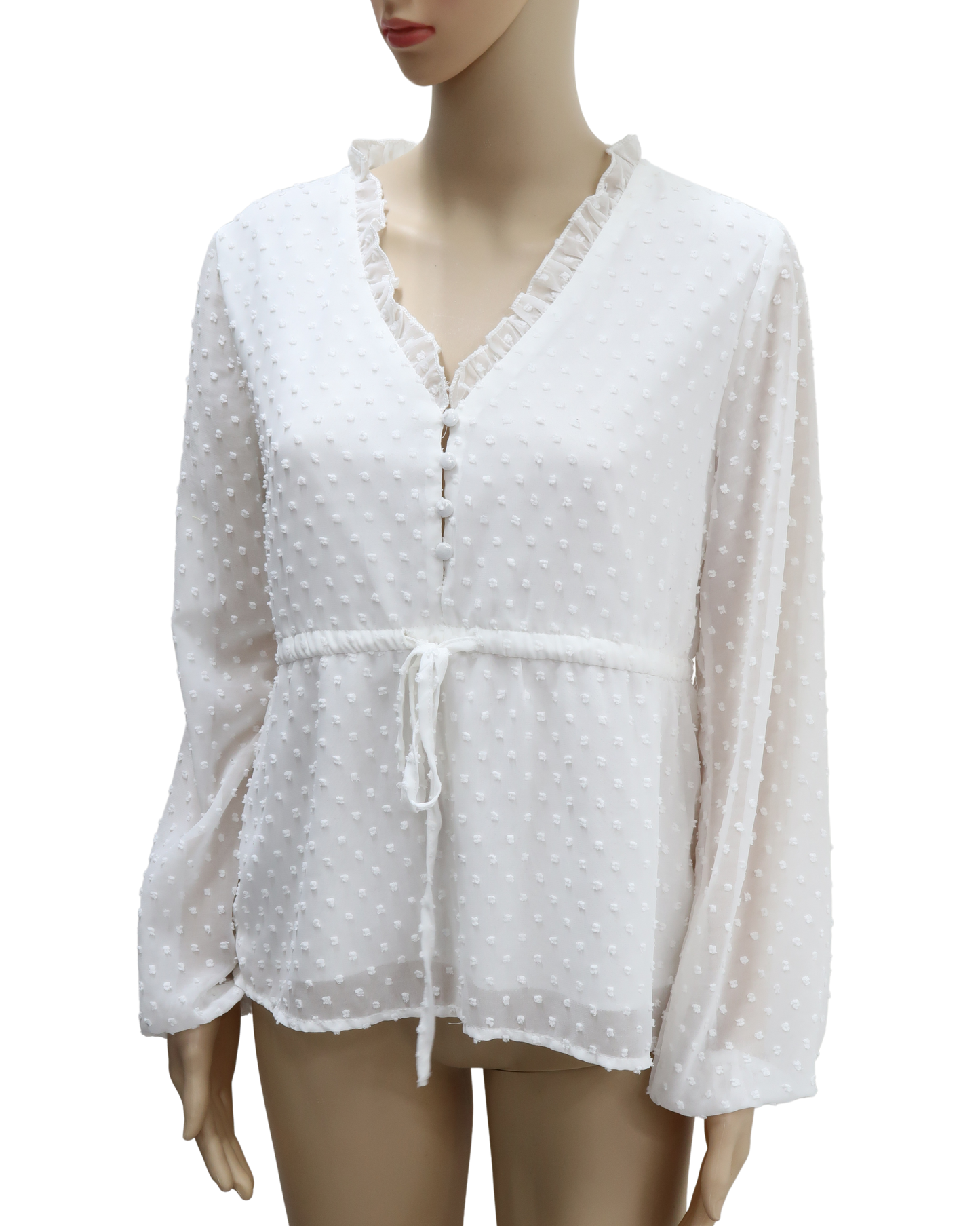 Chemisier blanc à pois texturée - Shein - S