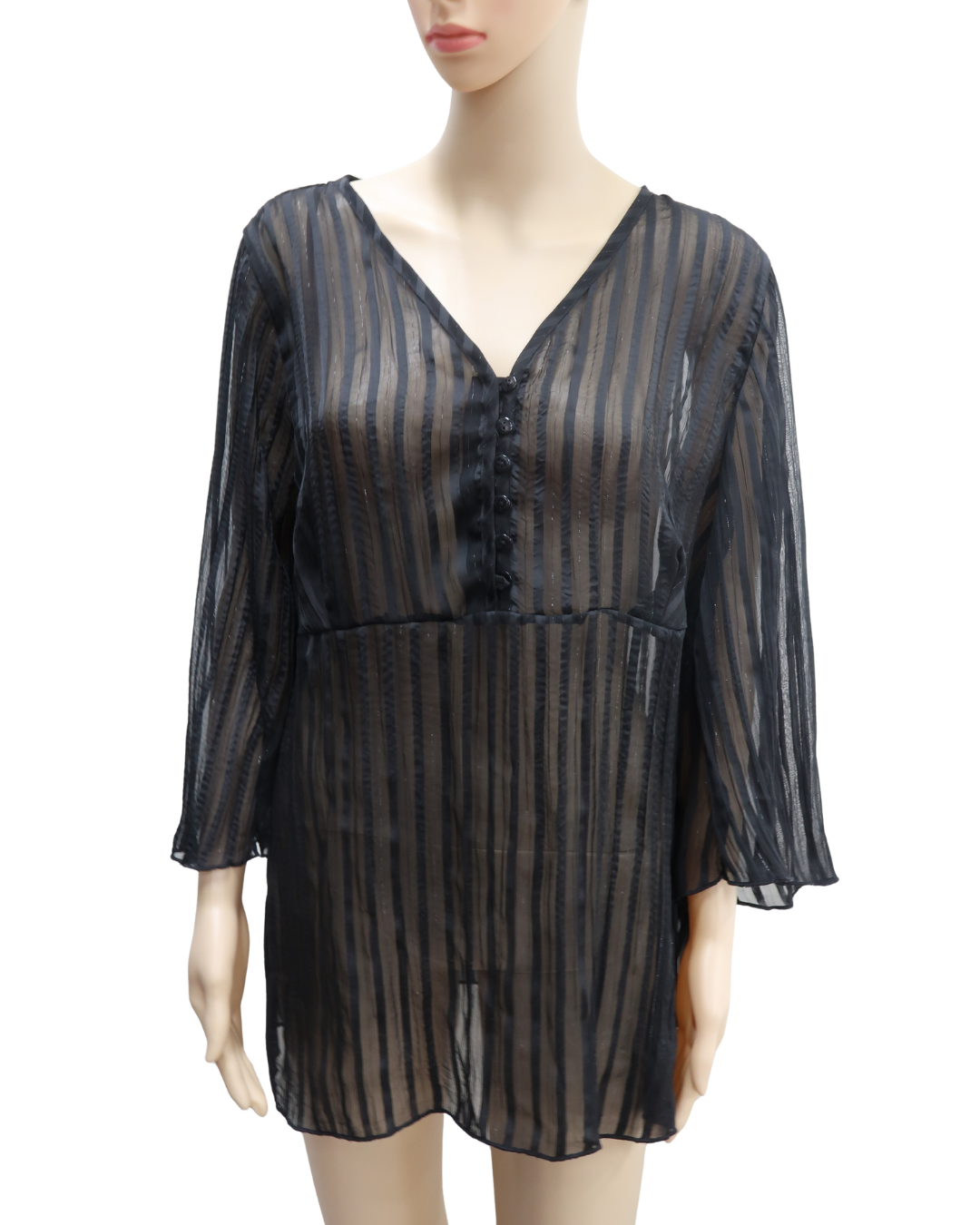 Chemisier rayée noir transparent - Yessica - XL