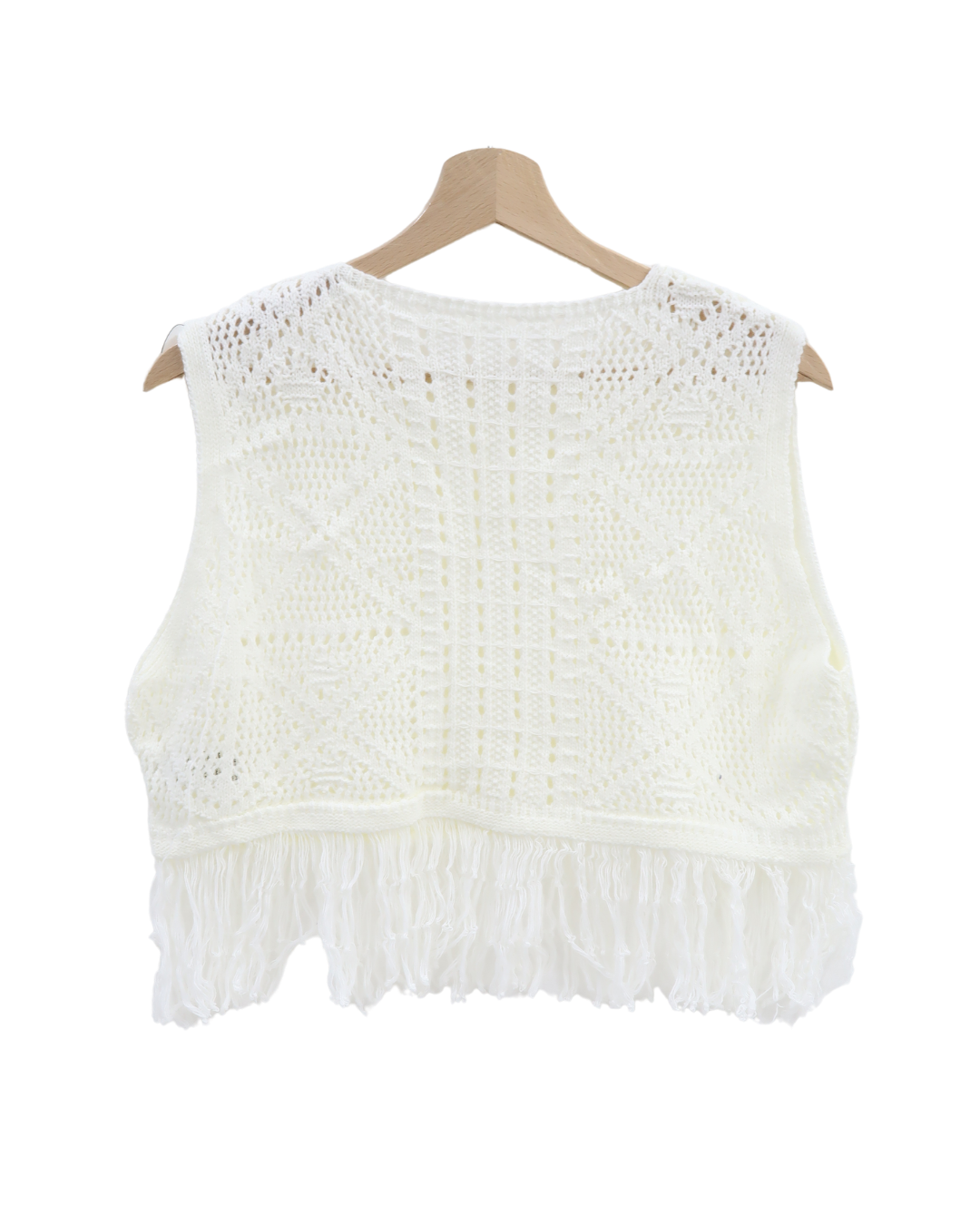 Haut blanc sans manches à franges - L