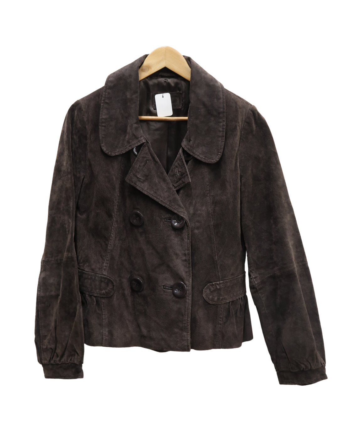 Veste en cuir marron foncé - L
