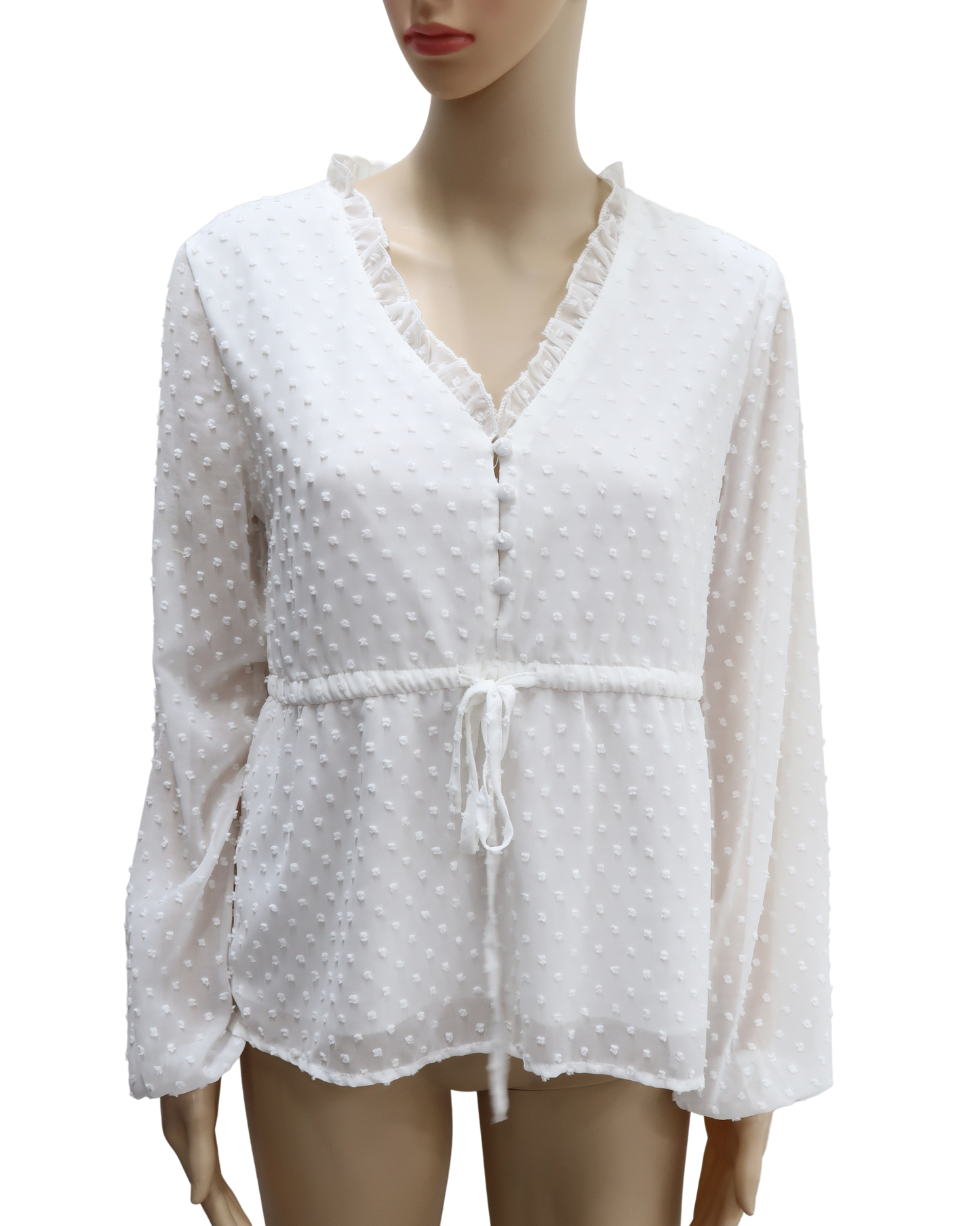 Chemisier blanc à pois texturée - Shein - S
