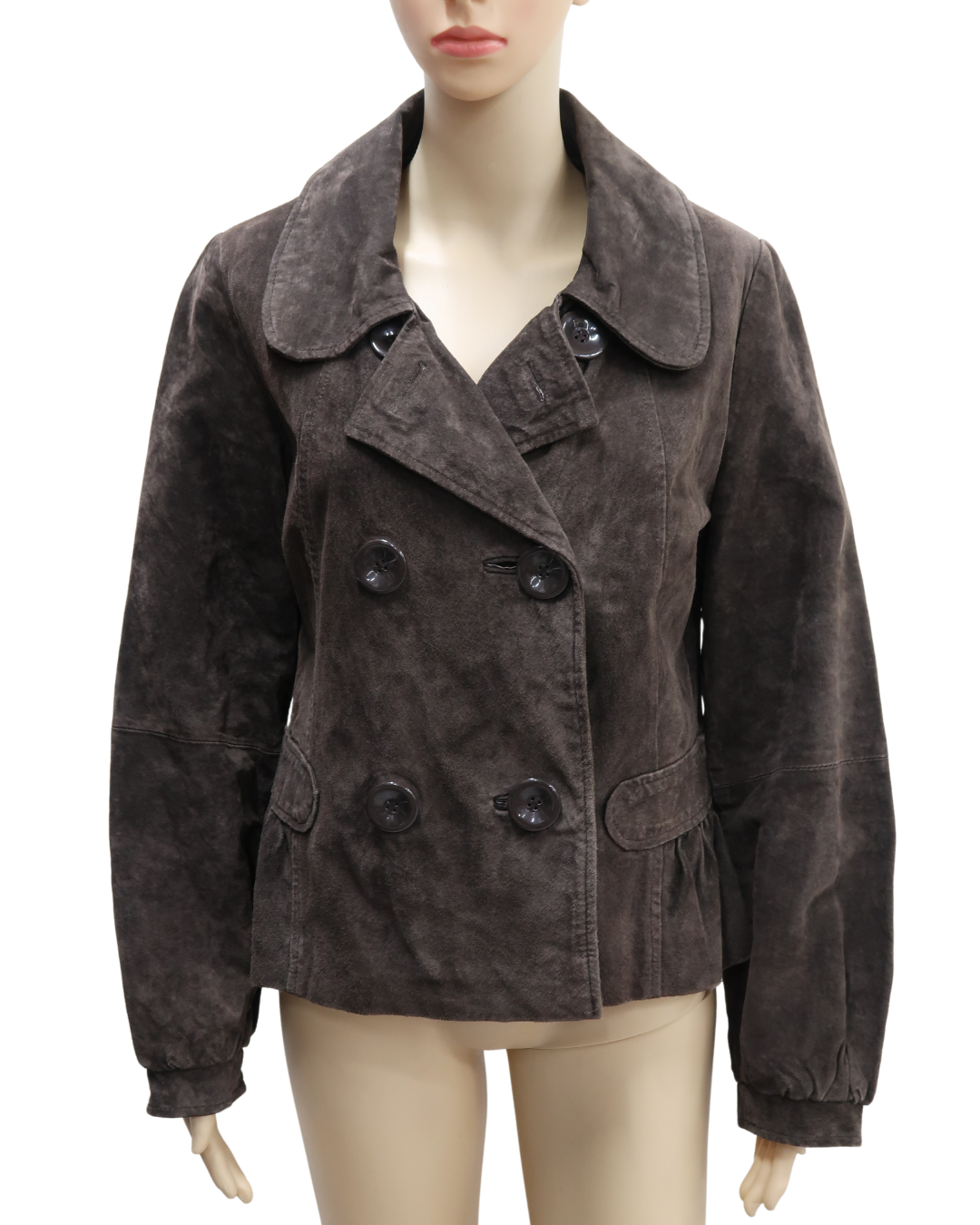 Veste en cuir marron foncé - L