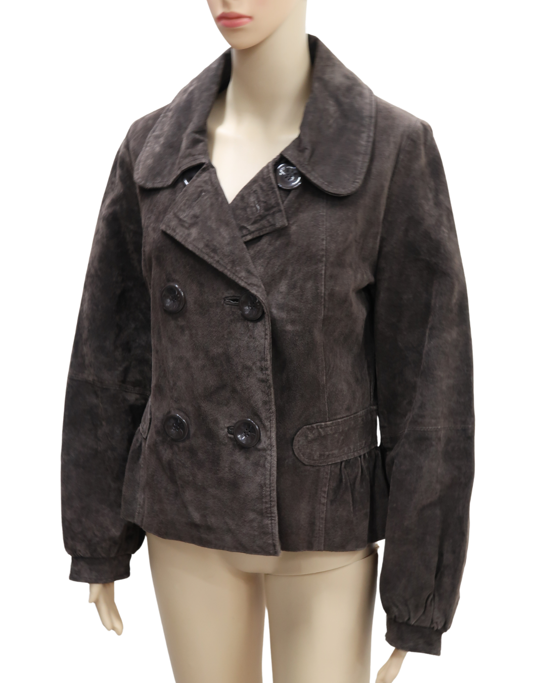 Veste en cuir marron foncé - L