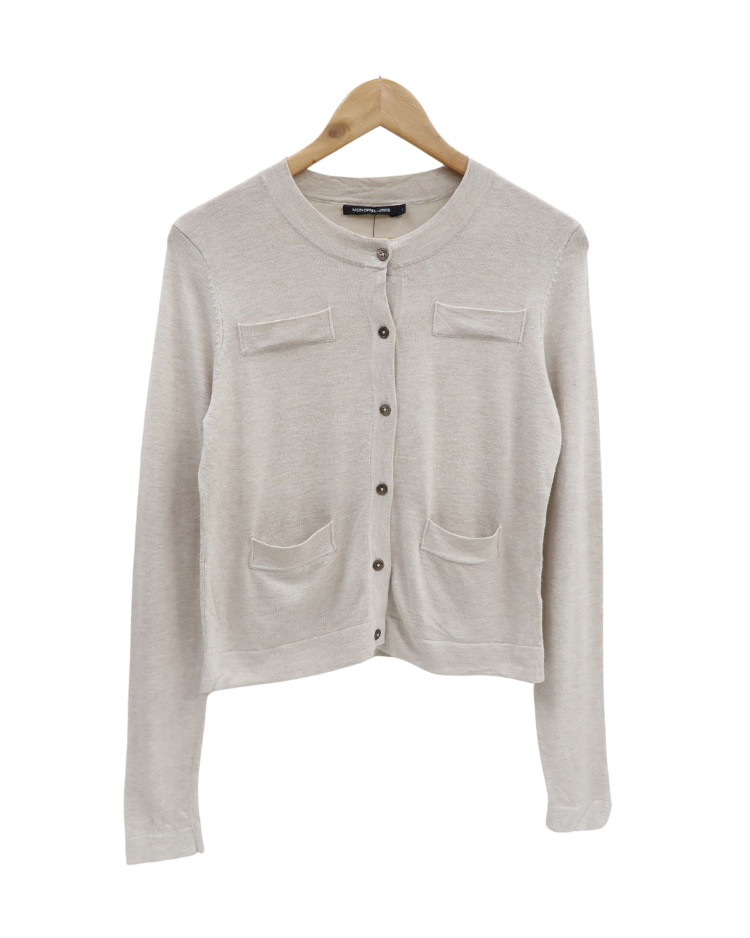 Haut beige à manches longues - Monoprix - S