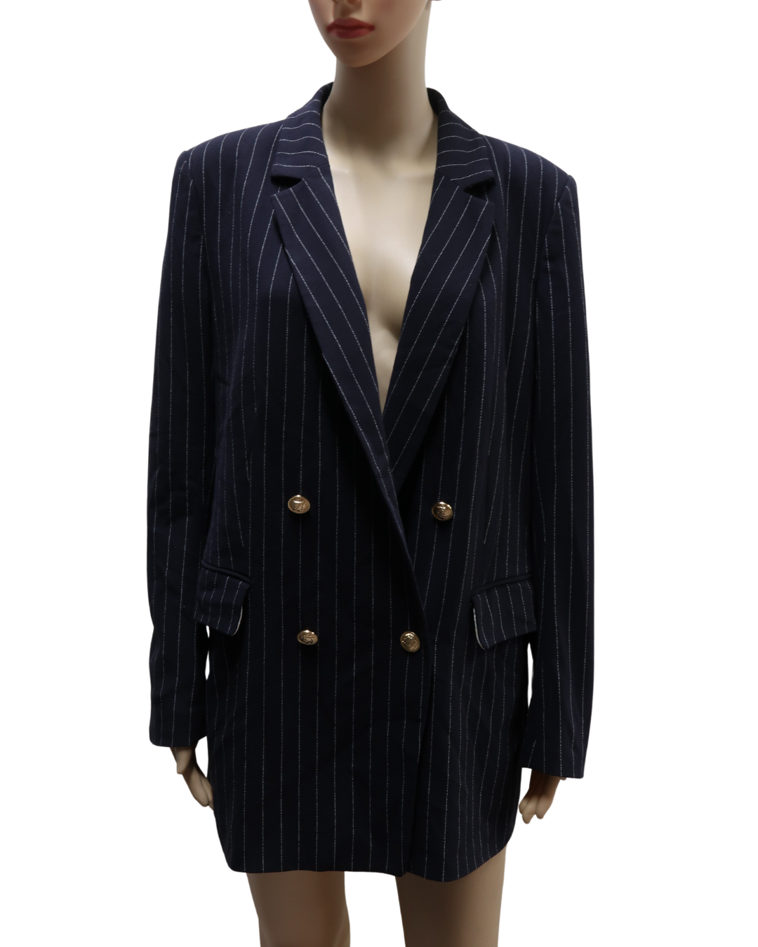 Blazer bleue marine à rayures blanches - H&M - L